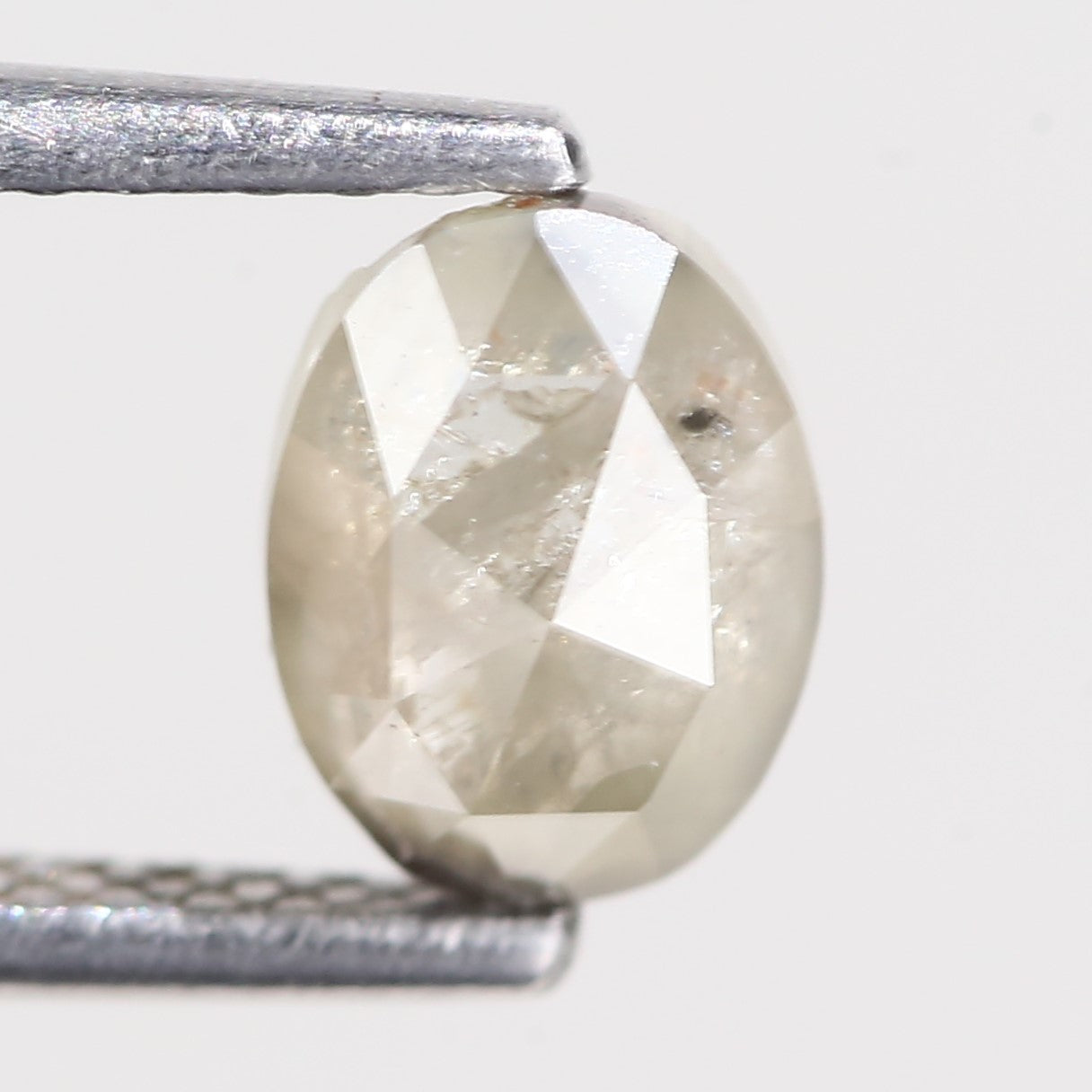 0.94 Carat Natural Oval Rose cut Salt And Pepper Diamond 6.77 MM