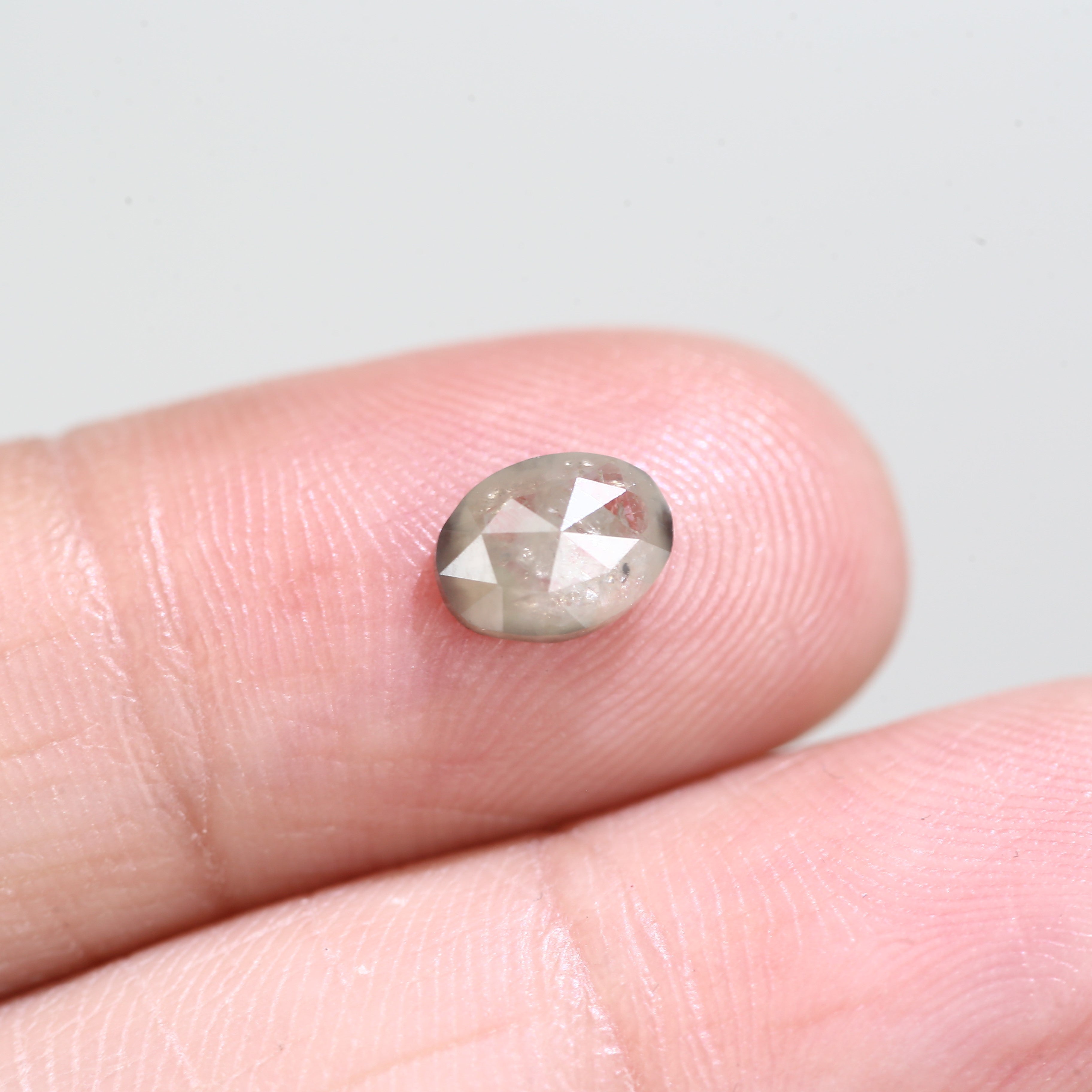 0.94 Carat Natural Oval Rose cut Salt And Pepper Diamond 6.77 MM
