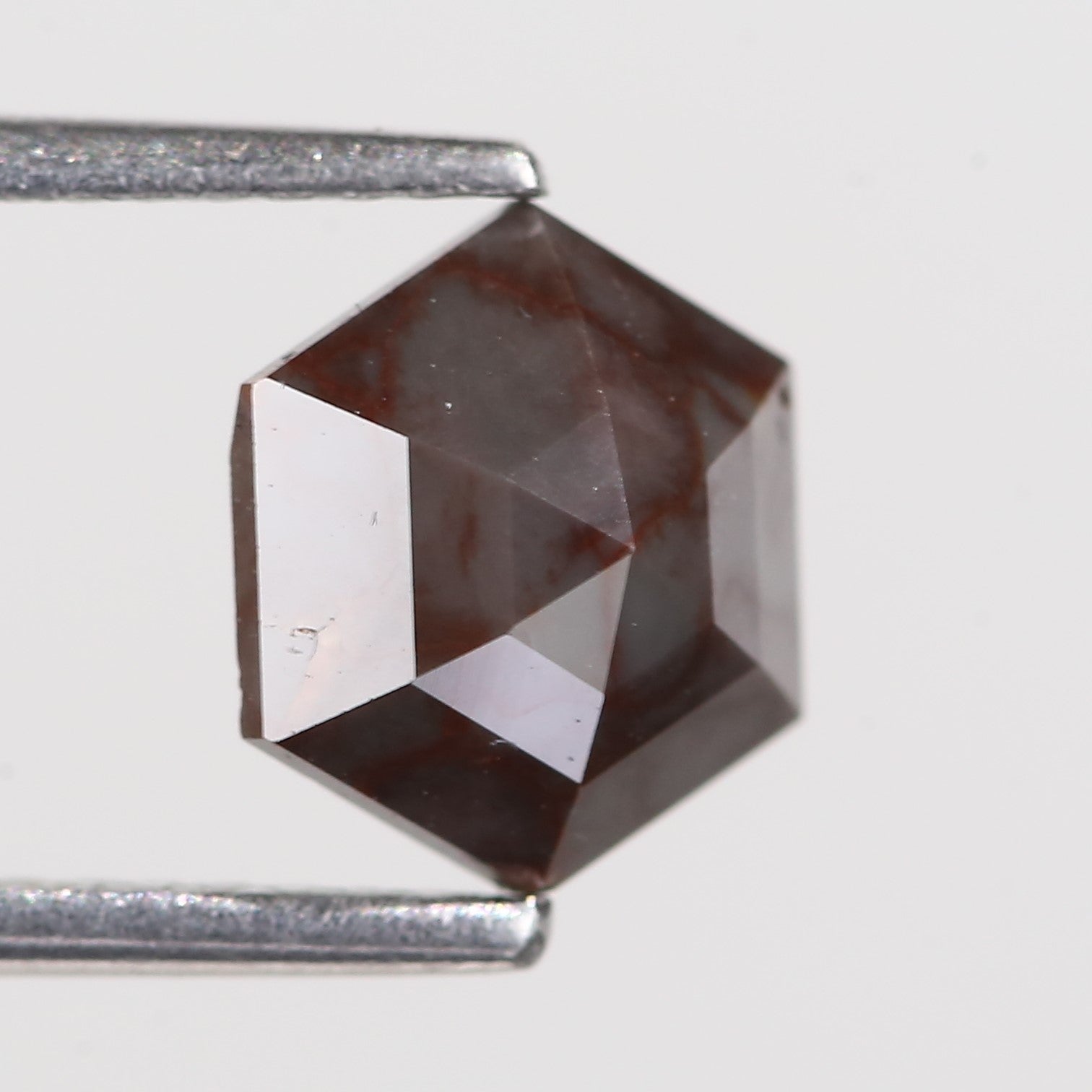1.40 Carat Natural Hexagon Red Gray Diamond 6.98 MM