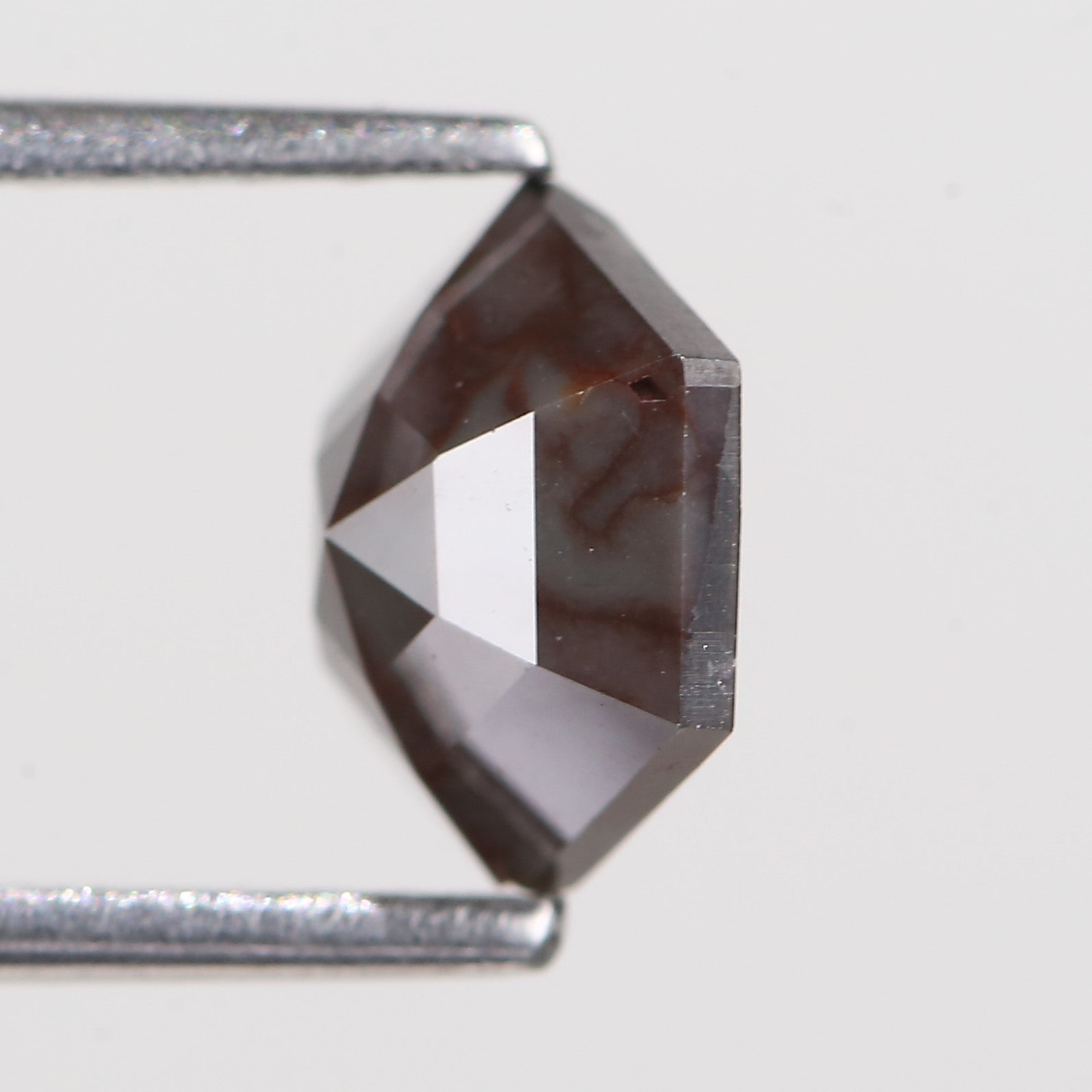 1.40 Carat Natural Hexagon Red Gray Diamond 6.98 MM