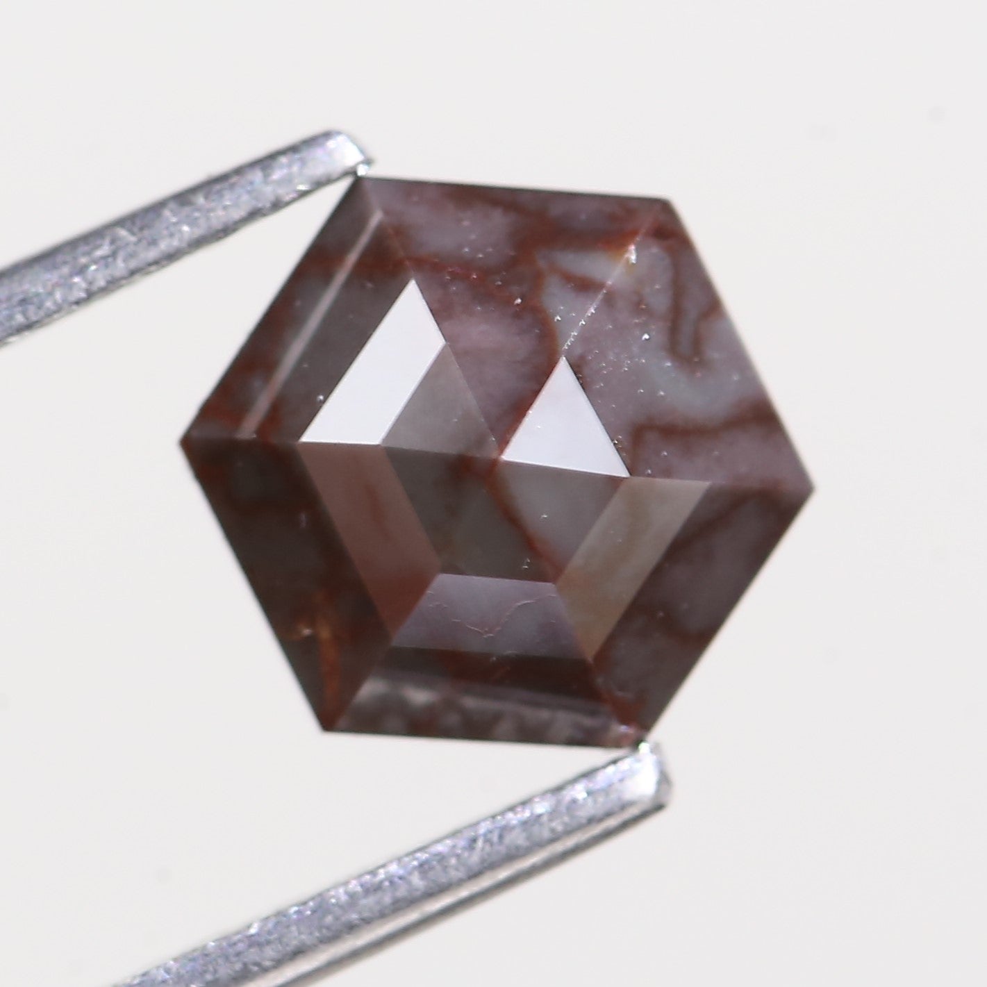 1.40 Carat Natural Hexagon Red Gray Diamond 6.98 MM