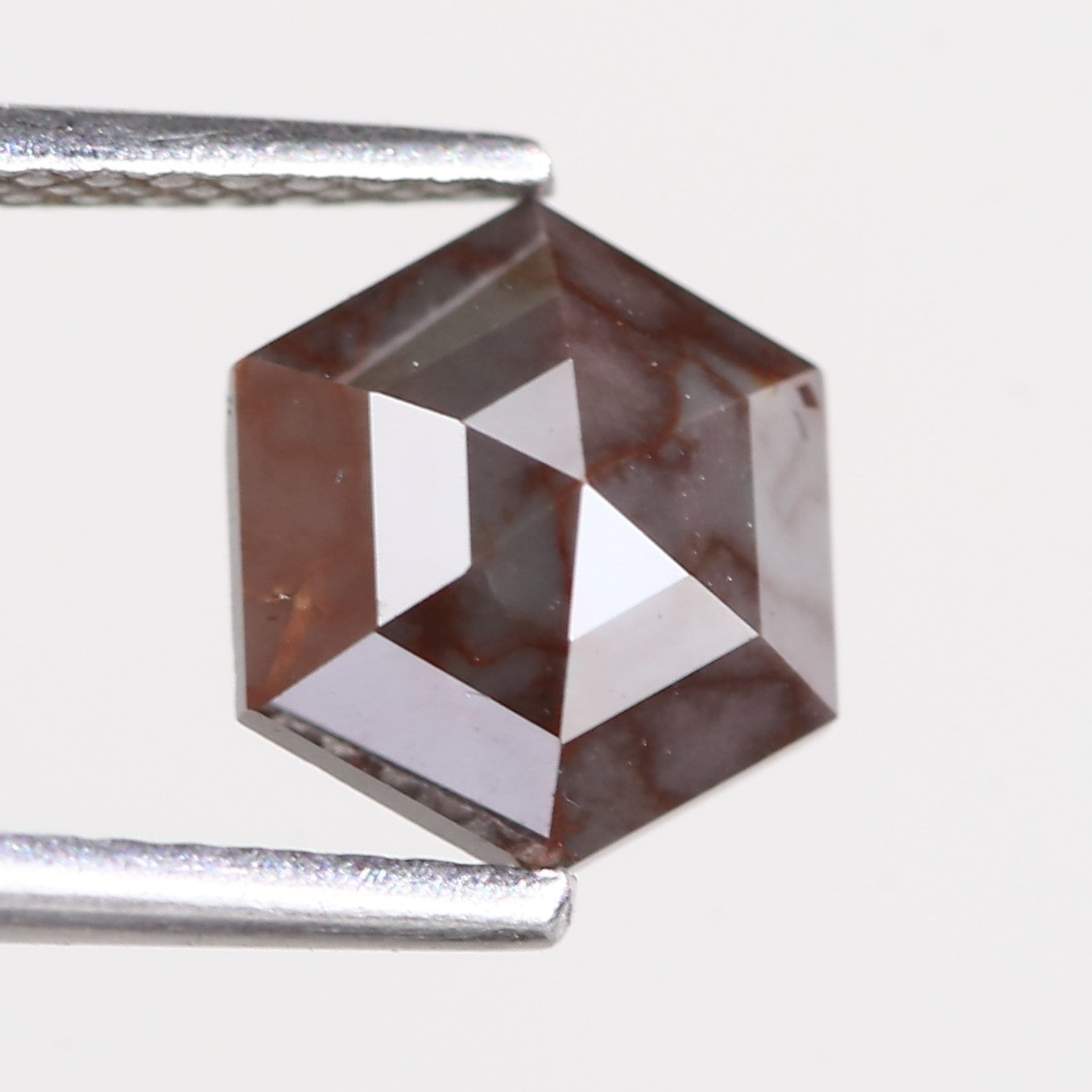 1.40 Carat Natural Hexagon Red Gray Diamond 6.98 MM