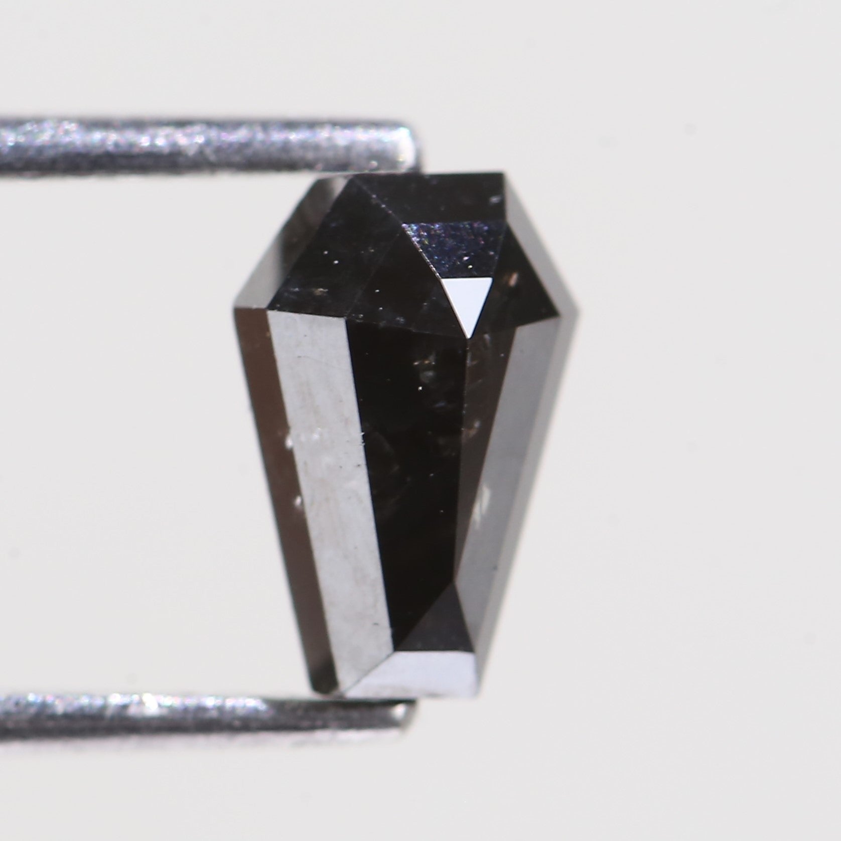 1.27 Carat Natural Black Coffin Cut Salt And Pepper Loose Diamond 8.30 MM