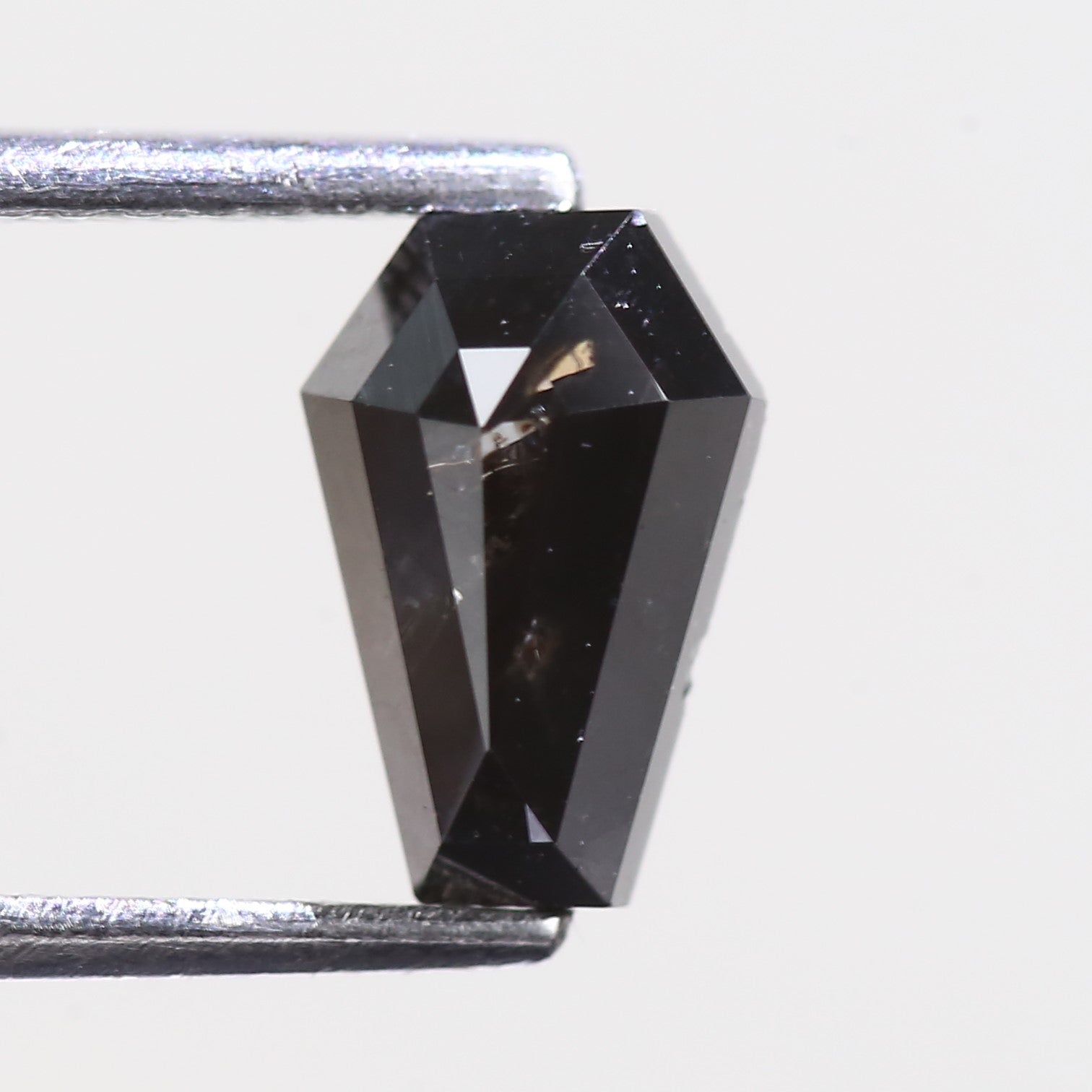 1.27 Carat Natural Black Coffin Cut Salt And Pepper Loose Diamond 8.30 MM