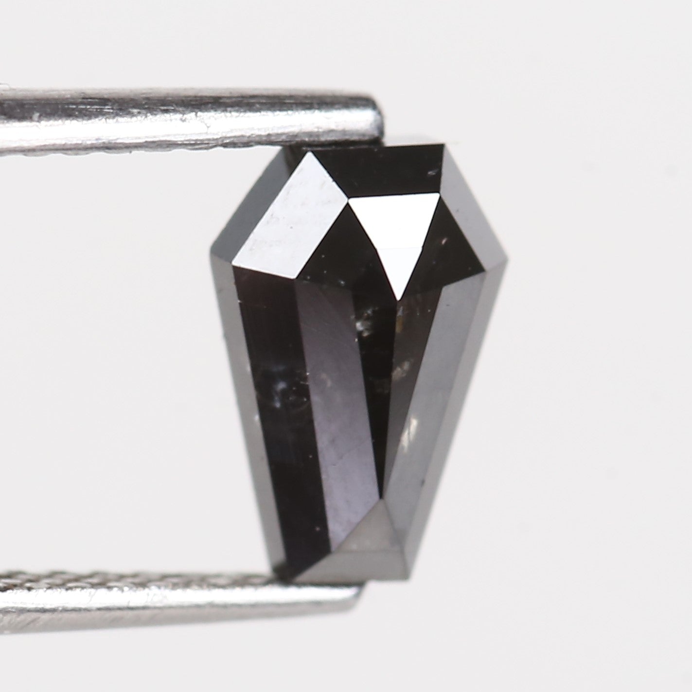 1.27 Carat Natural Black Coffin Cut Salt And Pepper Loose Diamond 8.30 MM