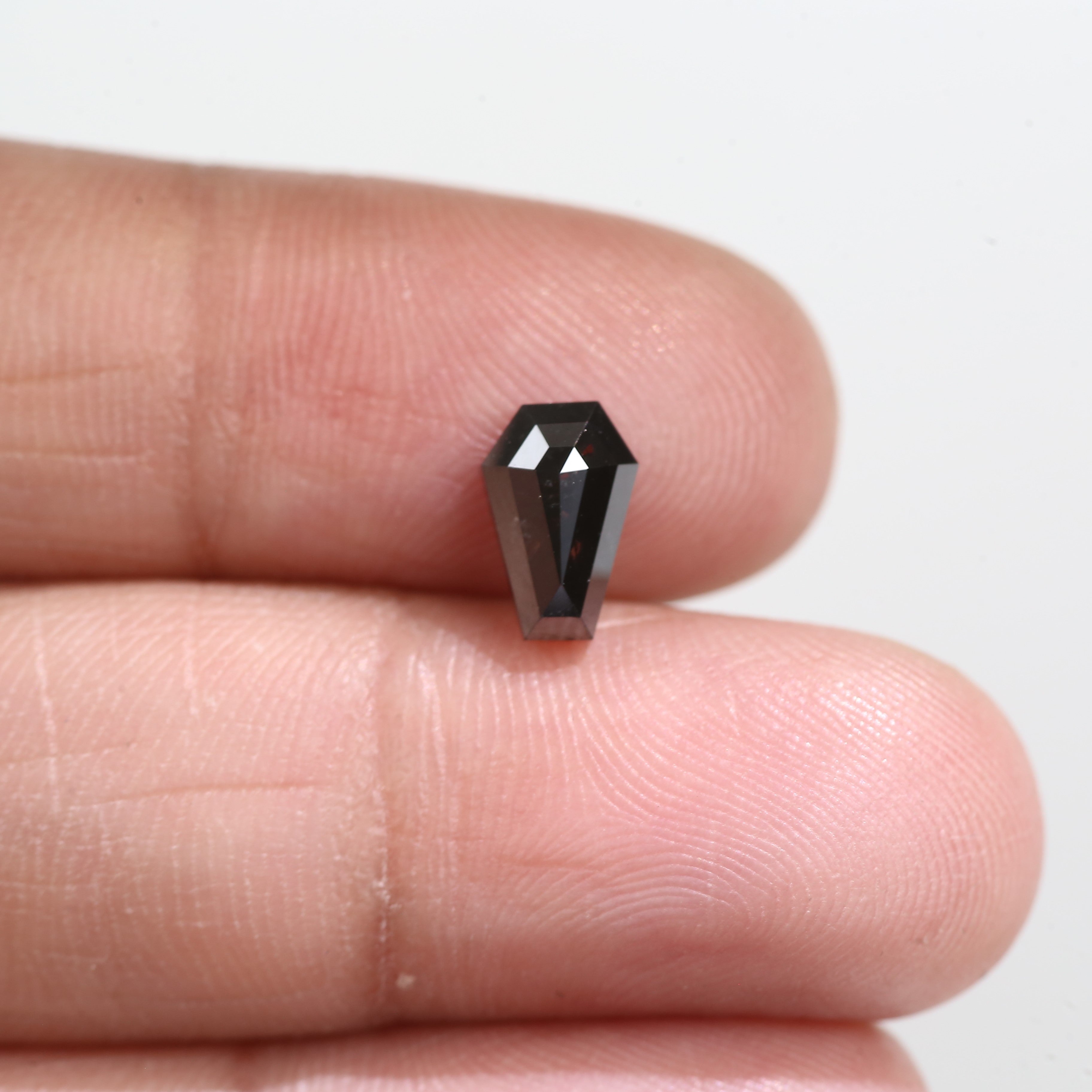 1.27 Carat Natural Black Coffin Cut Salt And Pepper Loose Diamond 8.30 MM