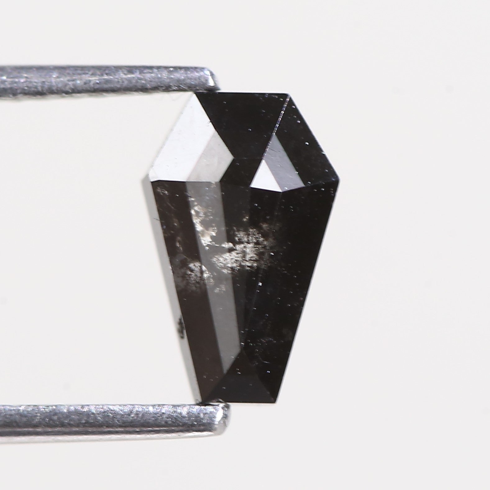 1.14 Carat Natural Black Coffin Cut Salt And Pepper Diamond 8.81 MM