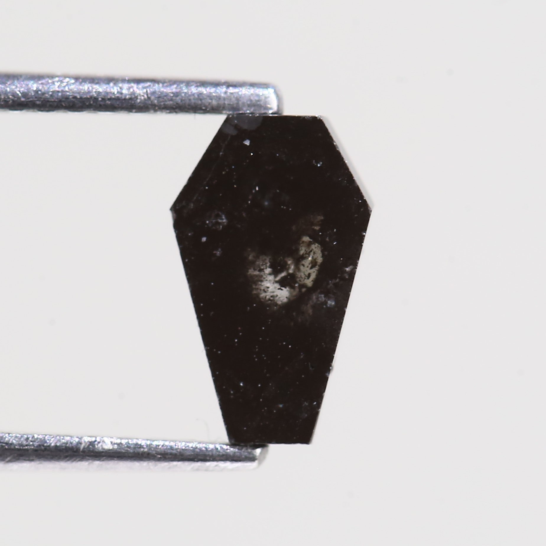 1.14 Carat Natural Black Coffin Cut Salt And Pepper Diamond 8.81 MM