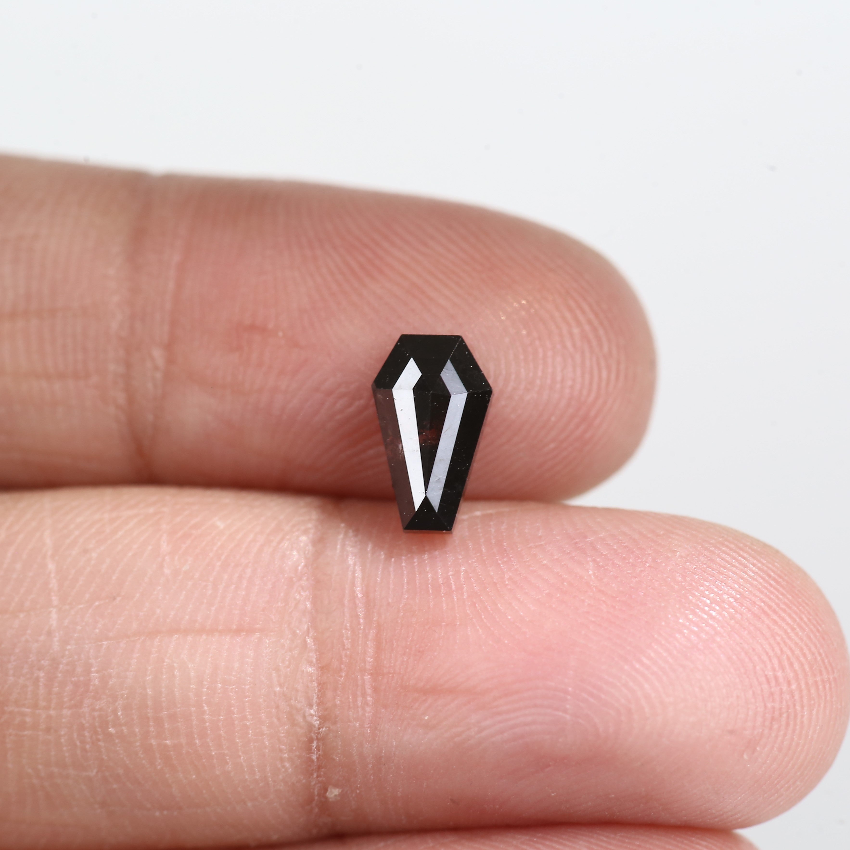 1.14 Carat Natural Black Coffin Cut Salt And Pepper Diamond 8.81 MM