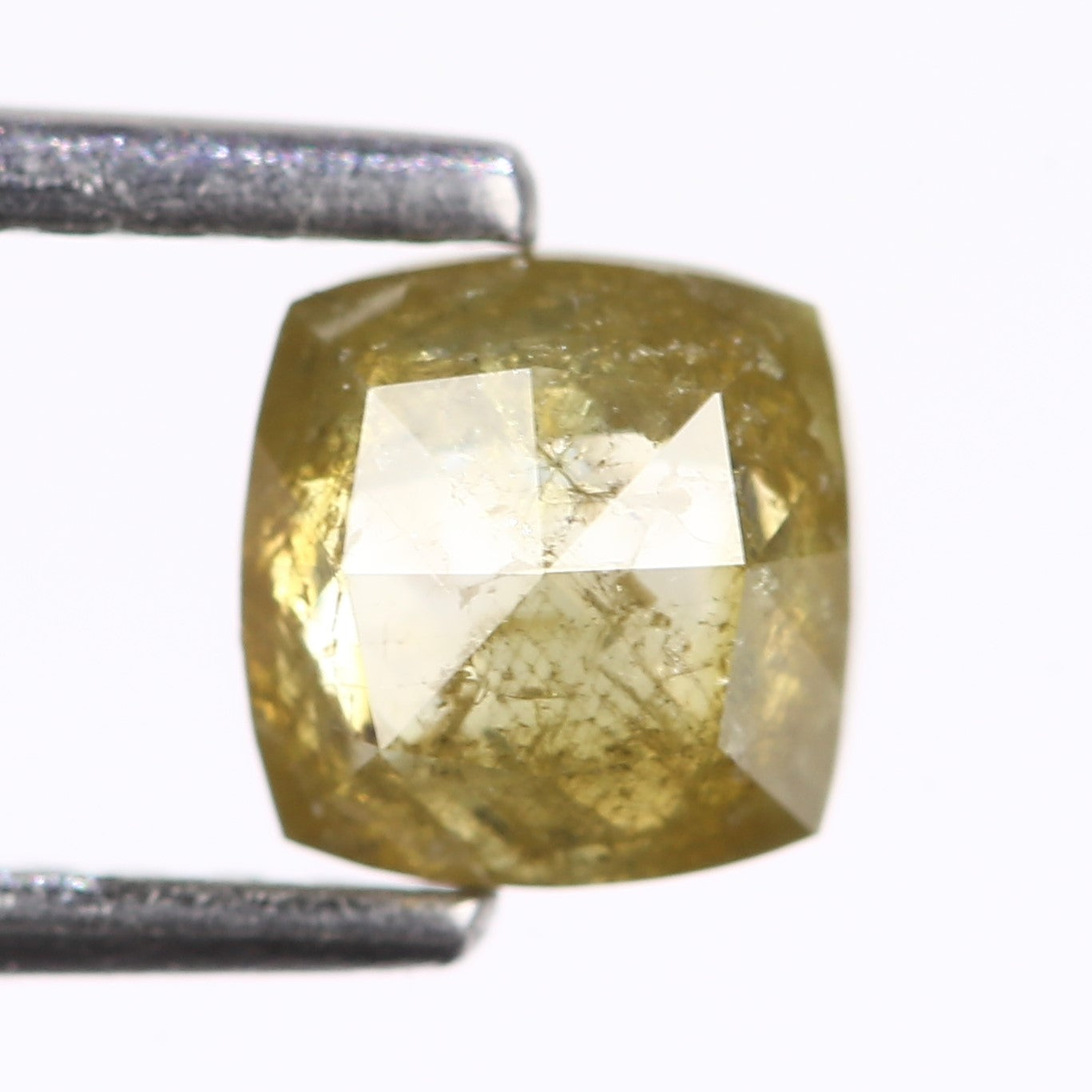 0.96 Carat Natural Fancy Green Yellow Cushion Cut Diamond 5.20 MM