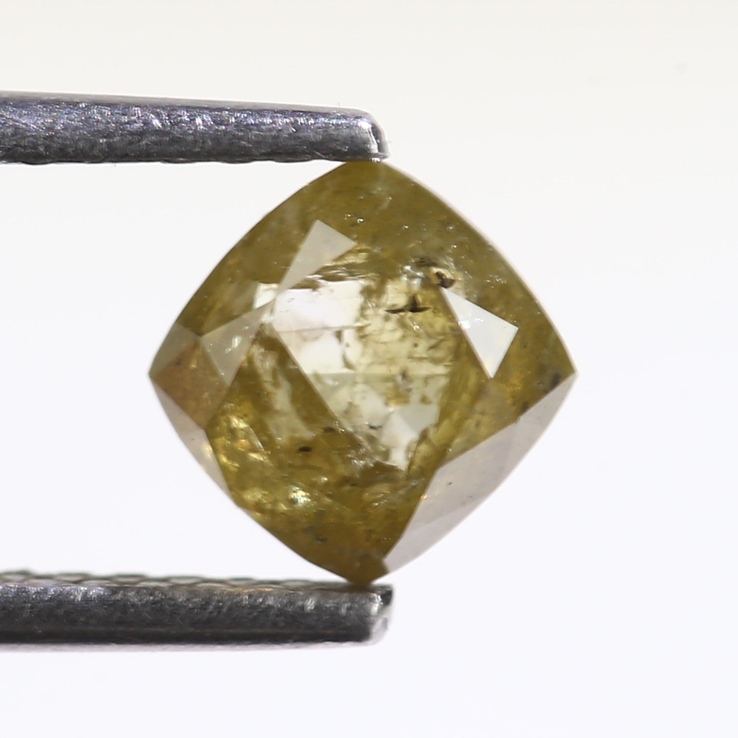 0.96 Carat Natural Fancy Green Yellow Cushion Cut Diamond 5.20 MM