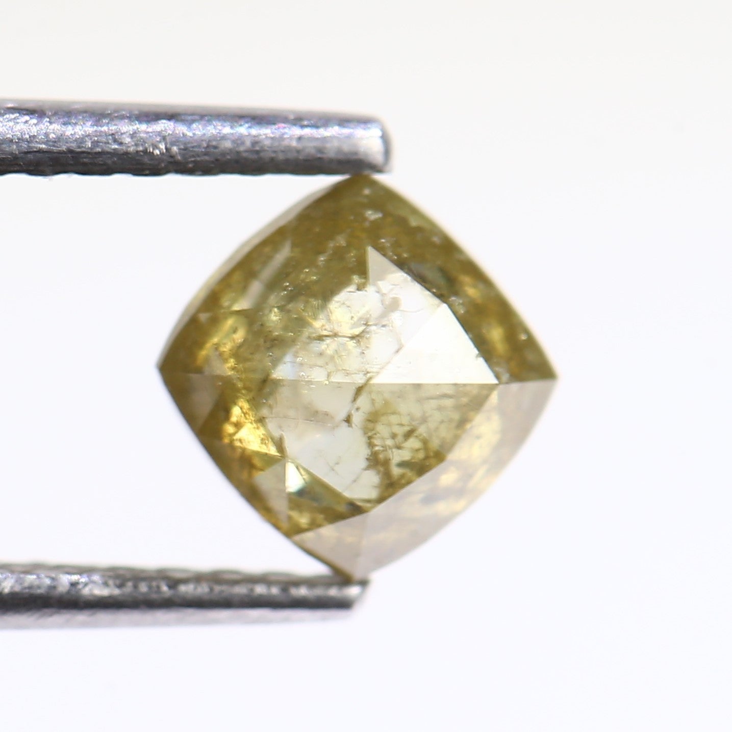 0.96 Carat Natural Fancy Green Yellow Cushion Cut Diamond 5.20 MM