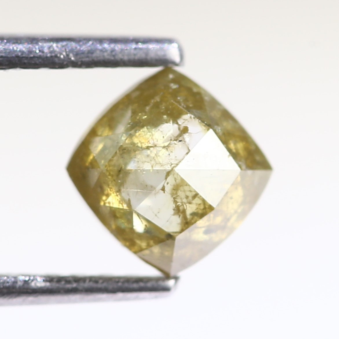 0.96 Carat Natural Fancy Green Yellow Cushion Cut Diamond 5.20 MM