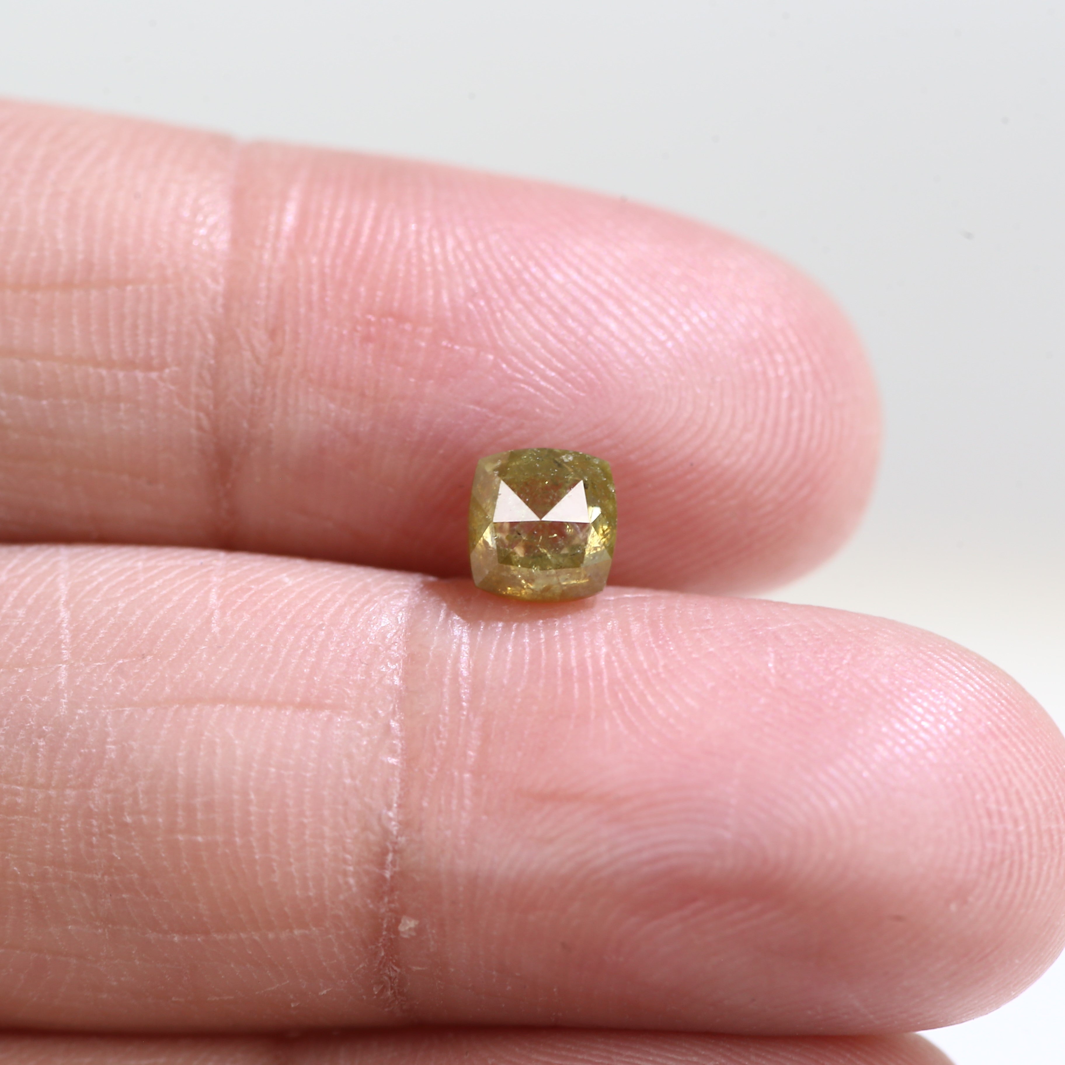 0.96 Carat Natural Fancy Green Yellow Cushion Cut Diamond 5.20 MM