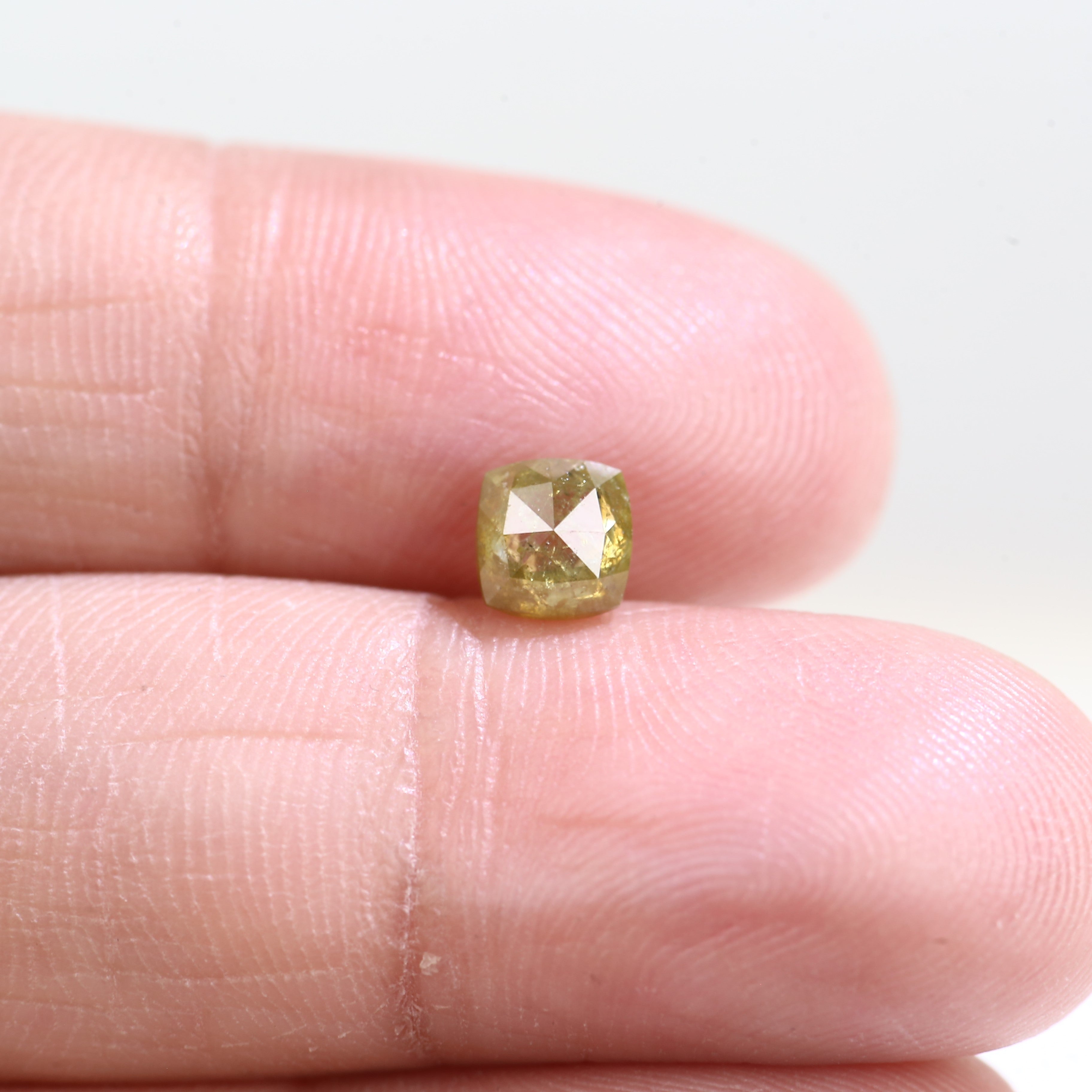 0.96 Carat Natural Fancy Green Yellow Cushion Cut Diamond 5.20 MM