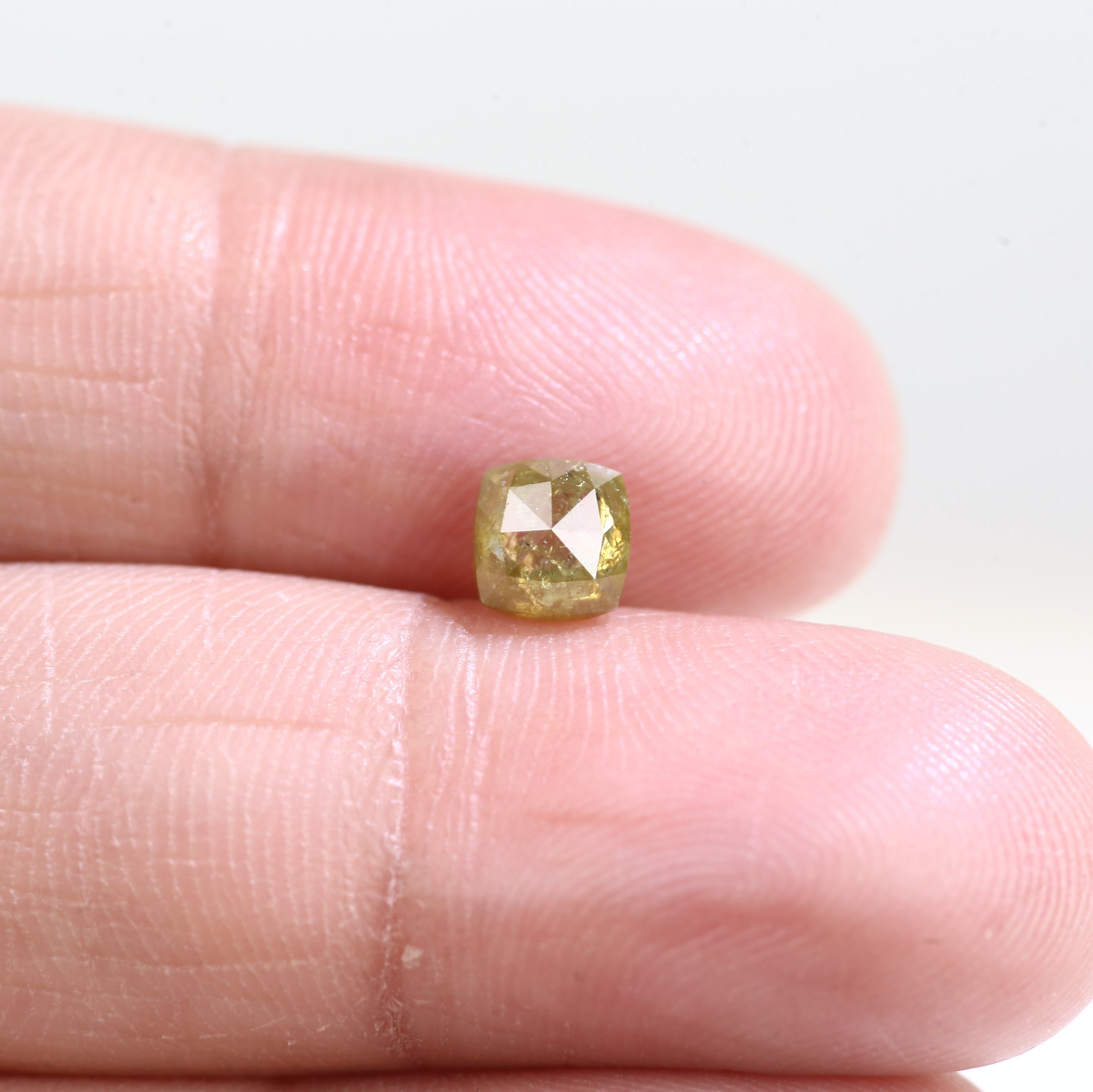 0.96 Carat Natural Fancy Green Yellow Cushion Cut Diamond 5.20 MM