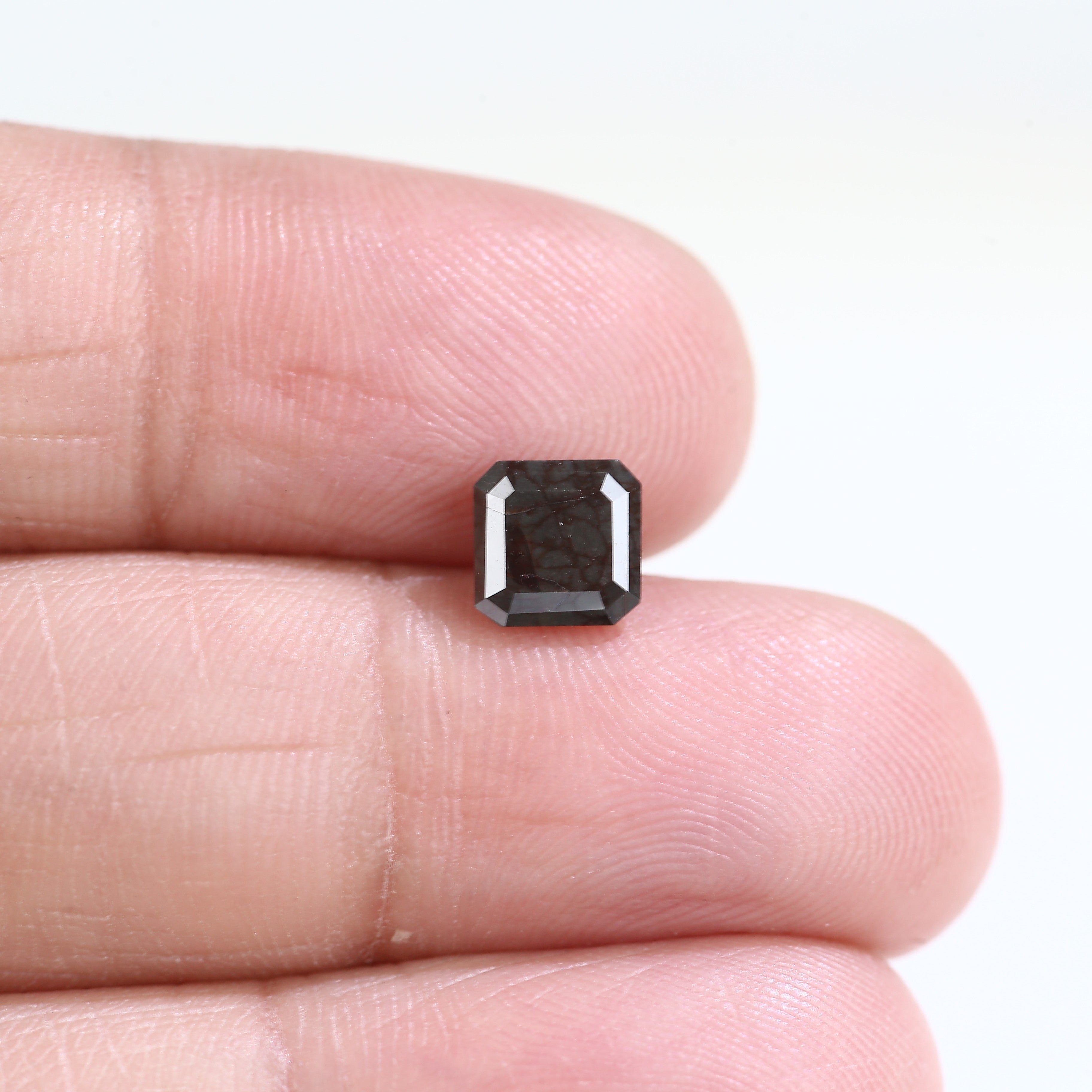 1.07 Carat Natural Emerald Cut Dark Unique Gray Diamond 5.95 MM