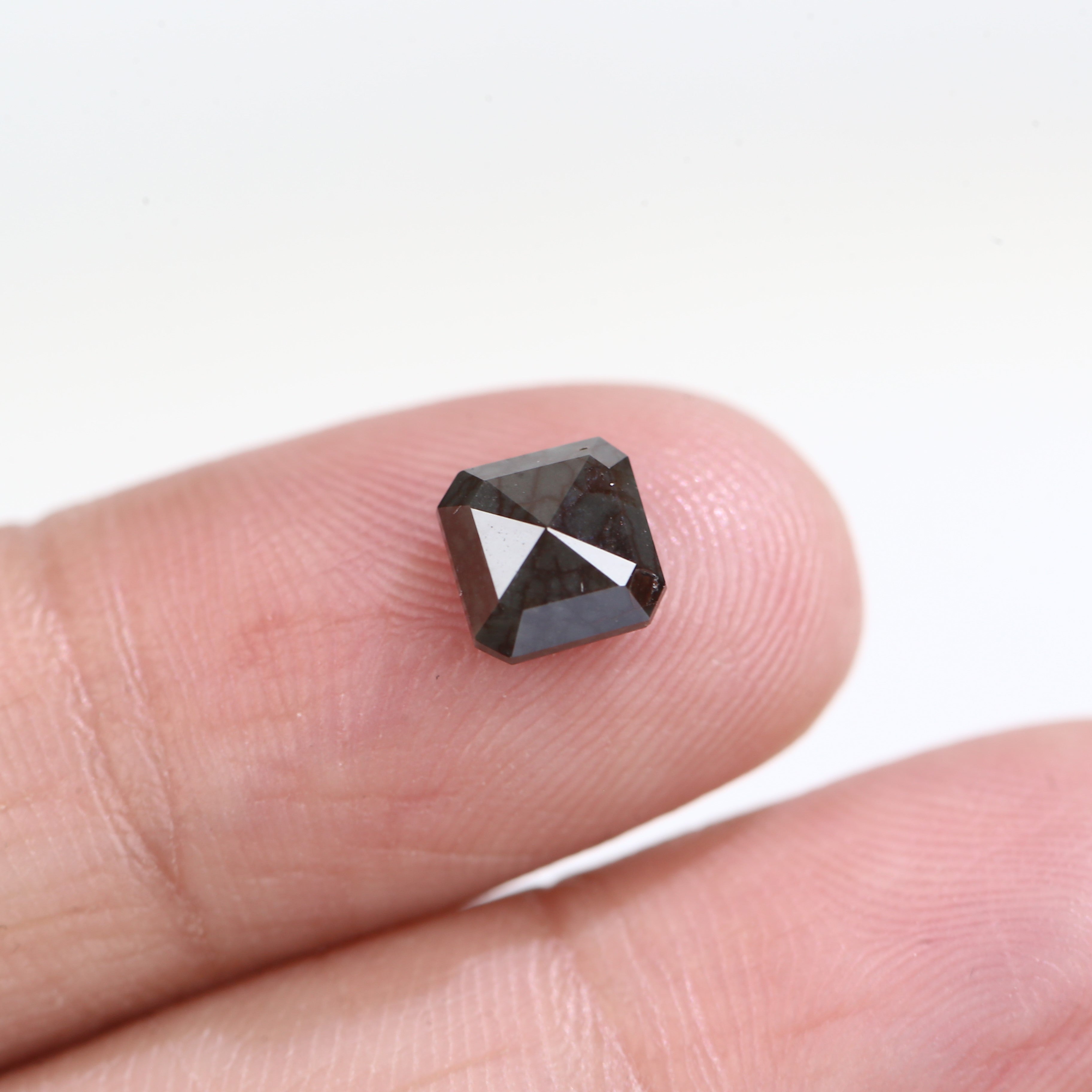 1.07 Carat Natural Emerald Cut Dark Unique Gray Diamond 5.95 MM