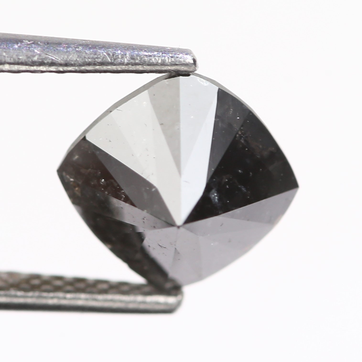 2.10 Carat Natural Cushion Cut Fancy Black Salt And Pepper Diamond 7.45 MM