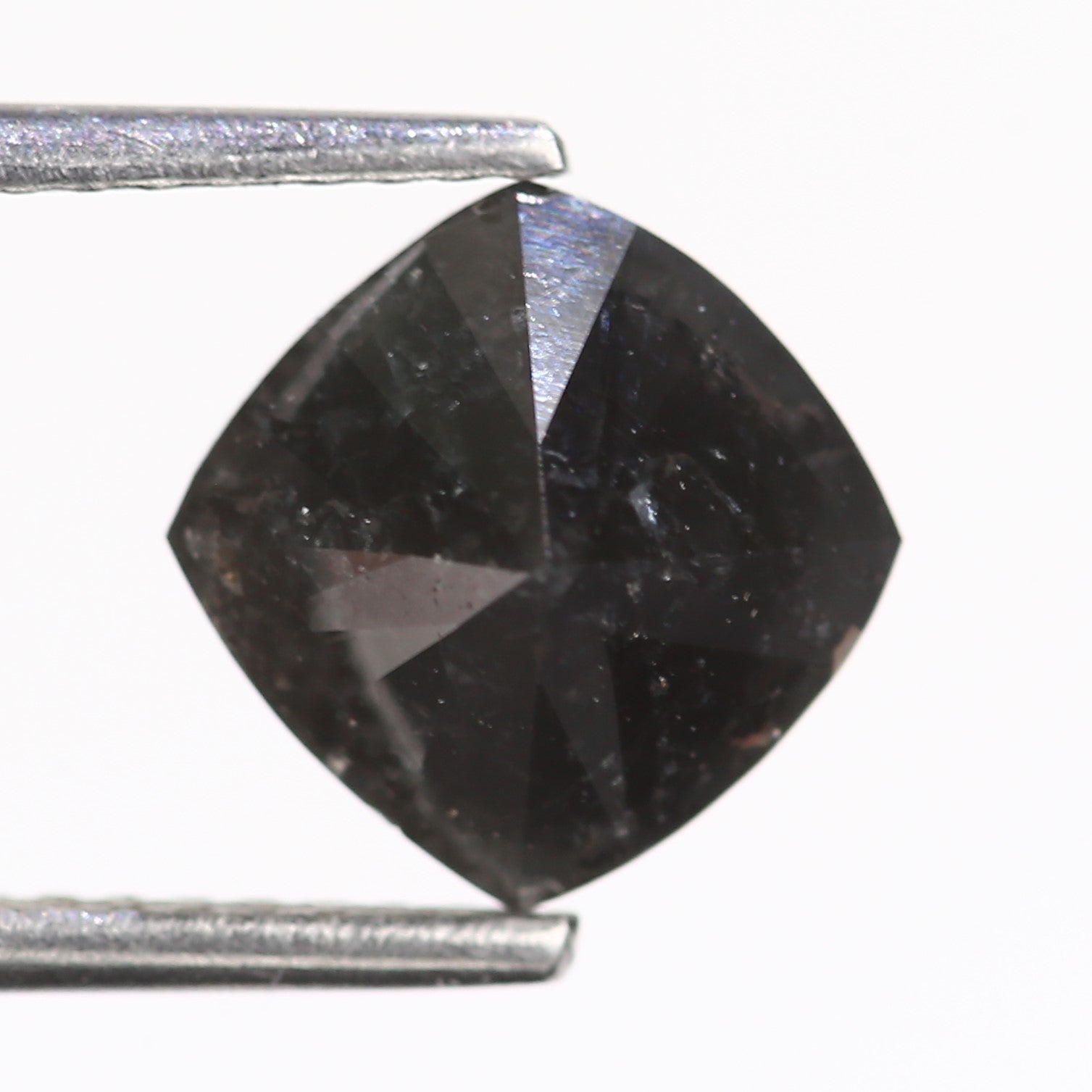 2.10 Carat Natural Cushion Cut Fancy Black Salt And Pepper Diamond 7.45 MM