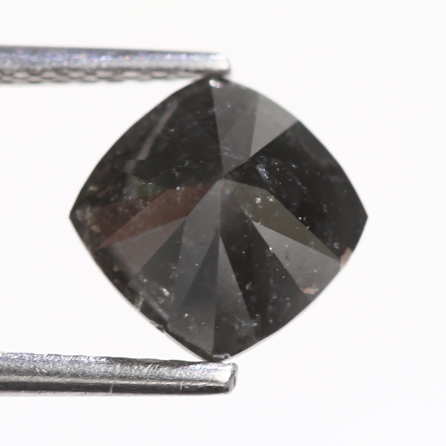 2.10 Carat Natural Cushion Cut Fancy Black Salt And Pepper Diamond 7.45 MM