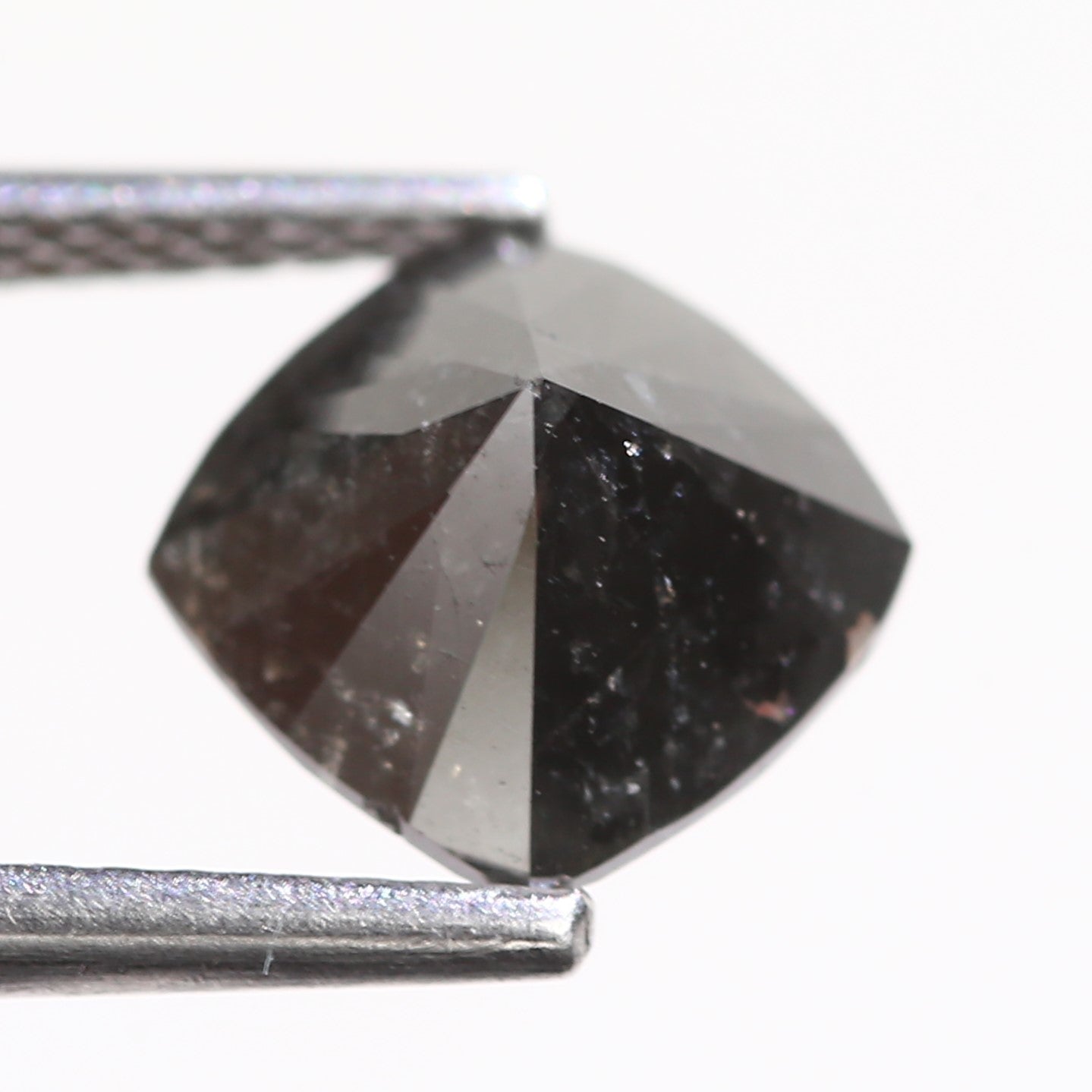 2.10 Carat Natural Cushion Cut Fancy Black Salt And Pepper Diamond 7.45 MM