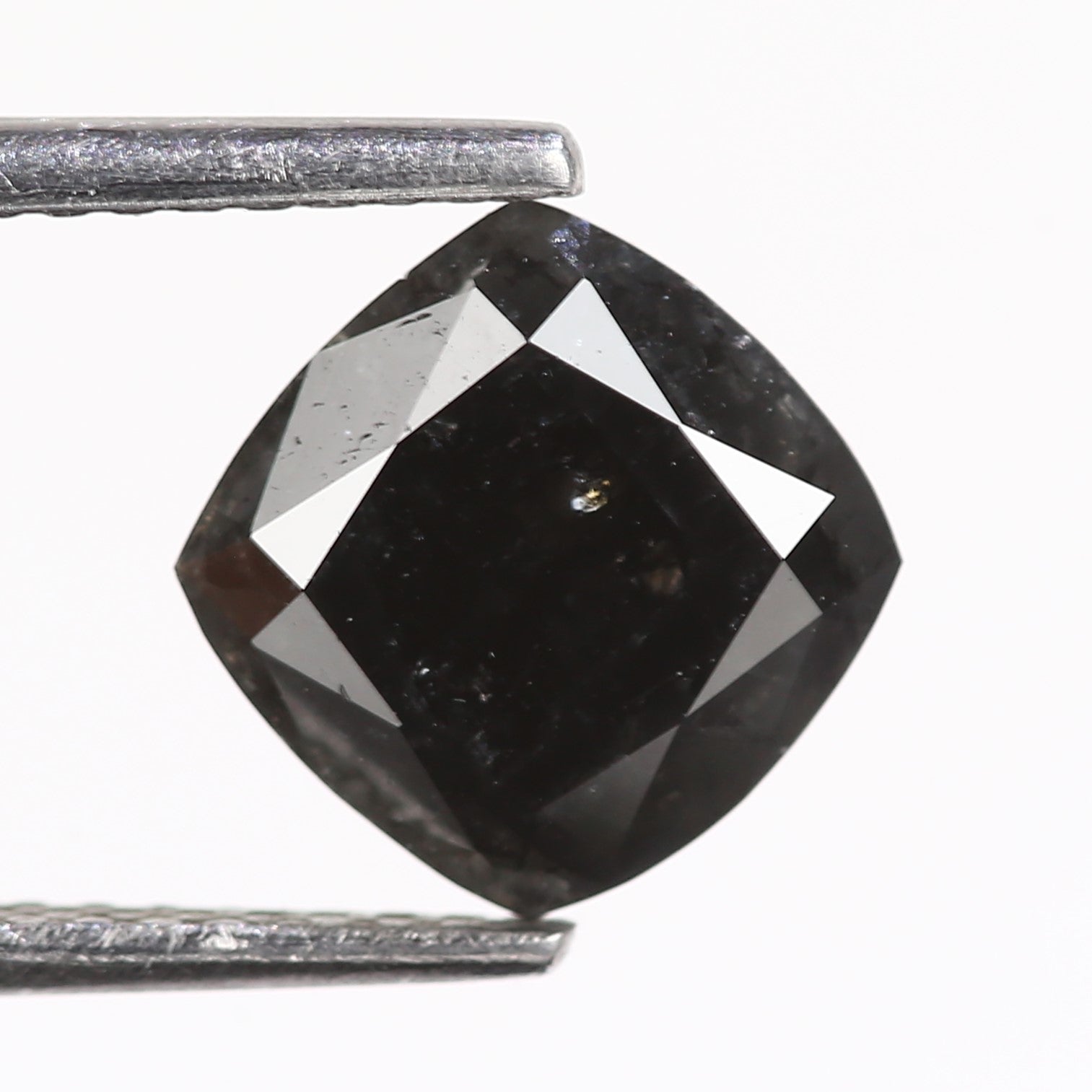 2.10 Carat Natural Cushion Cut Fancy Black Salt And Pepper Diamond 7.45 MM