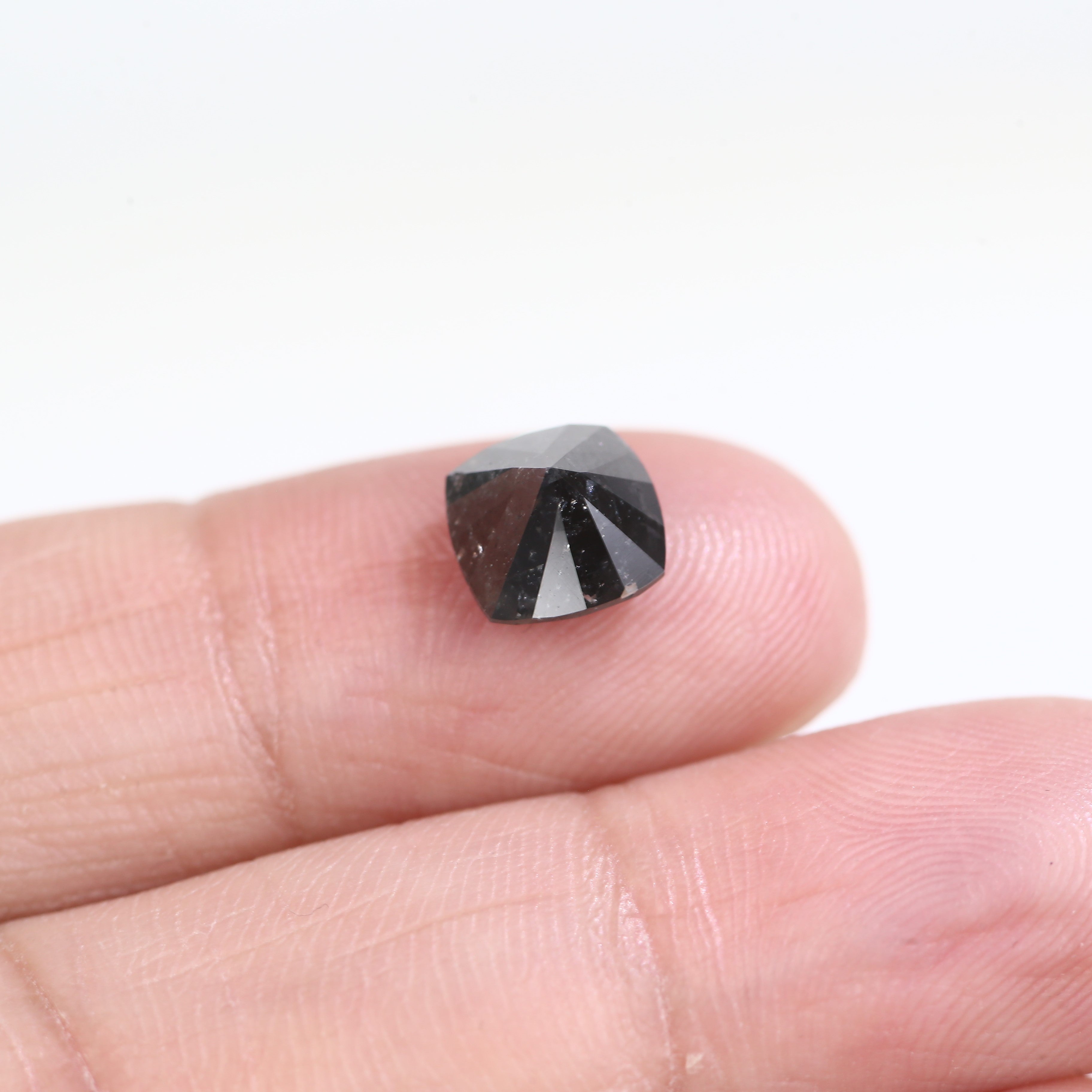 2.10 Carat Natural Cushion Cut Fancy Black Salt And Pepper Diamond 7.45 MM