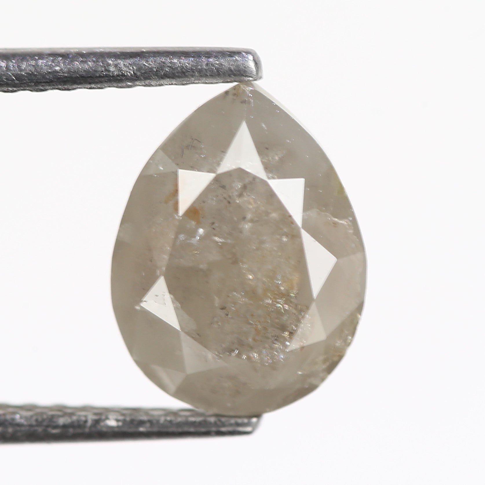 2.11 Carat Natural Pear Cut Gray Salt And Pepper Diamond 9.36 MM