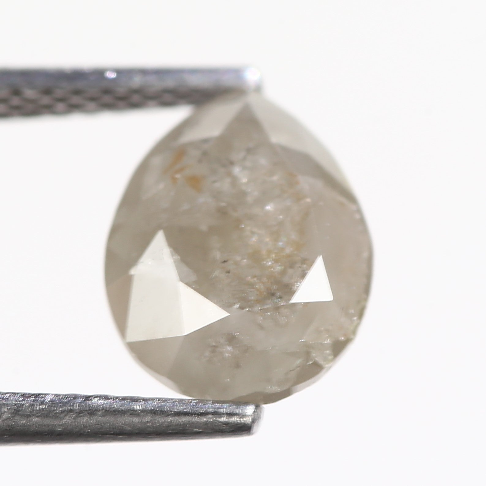 2.11 Carat Natural Pear Cut Gray Salt And Pepper Diamond 9.36 MM