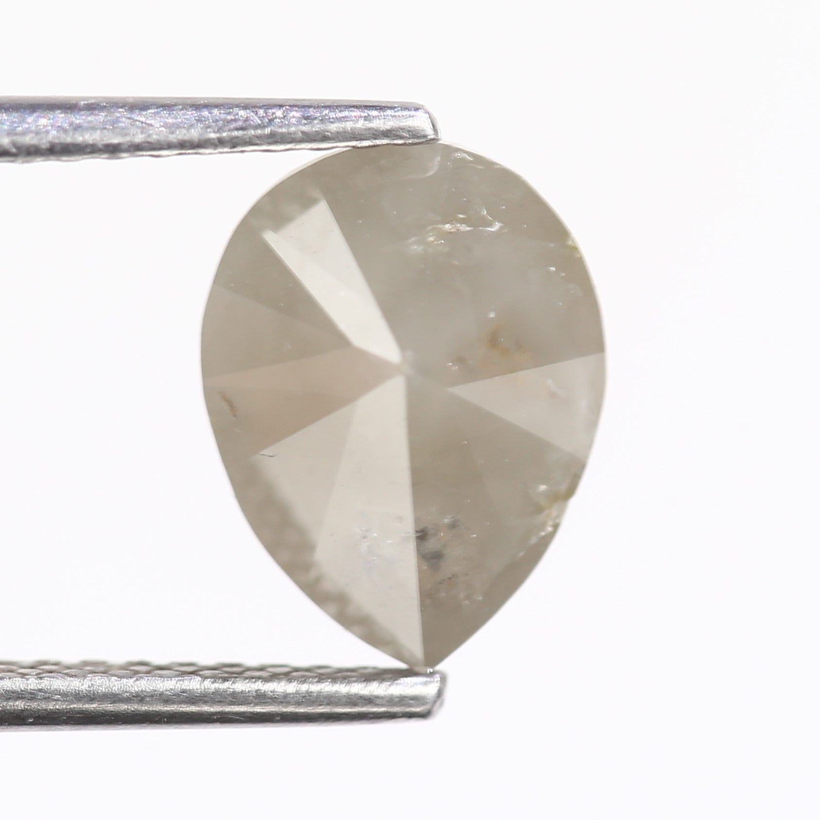 2.11 Carat Natural Pear Cut Gray Salt And Pepper Diamond 9.36 MM