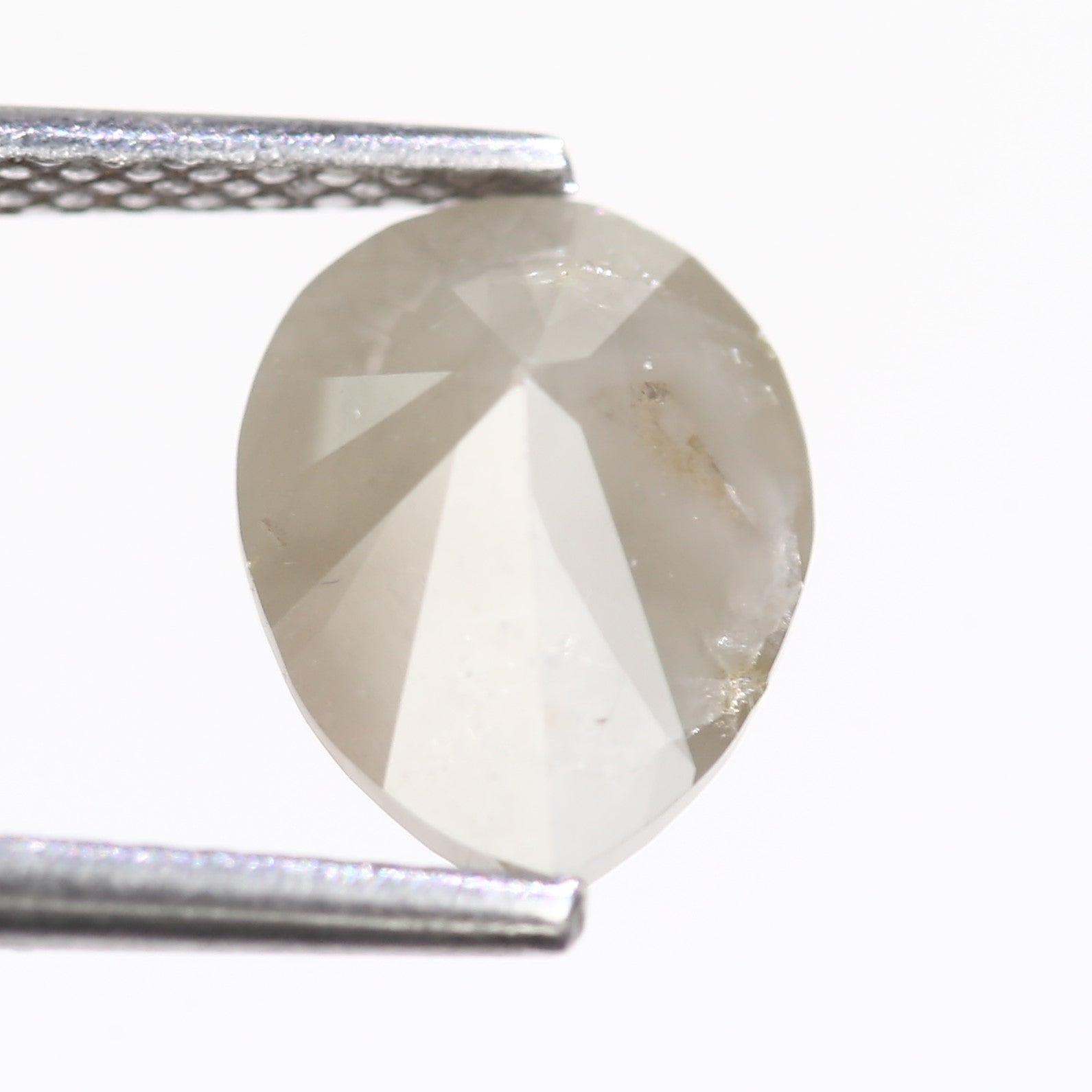 2.11 Carat Natural Pear Cut Gray Salt And Pepper Diamond 9.36 MM