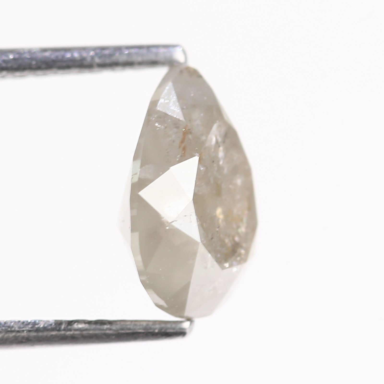 2.11 Carat Natural Pear Cut Gray Salt And Pepper Diamond 9.36 MM