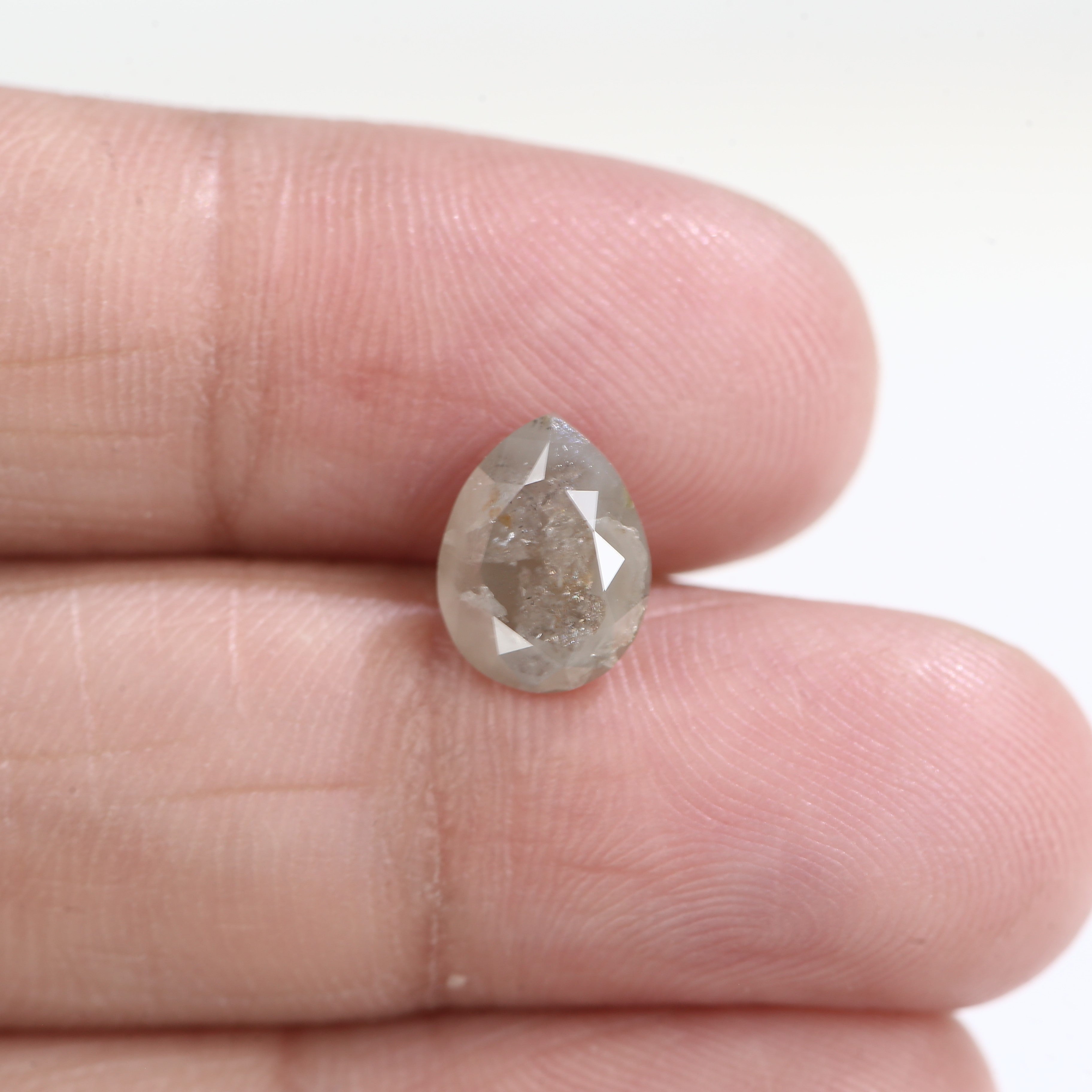 2.11 Carat Natural Pear Cut Gray Salt And Pepper Diamond 9.36 MM