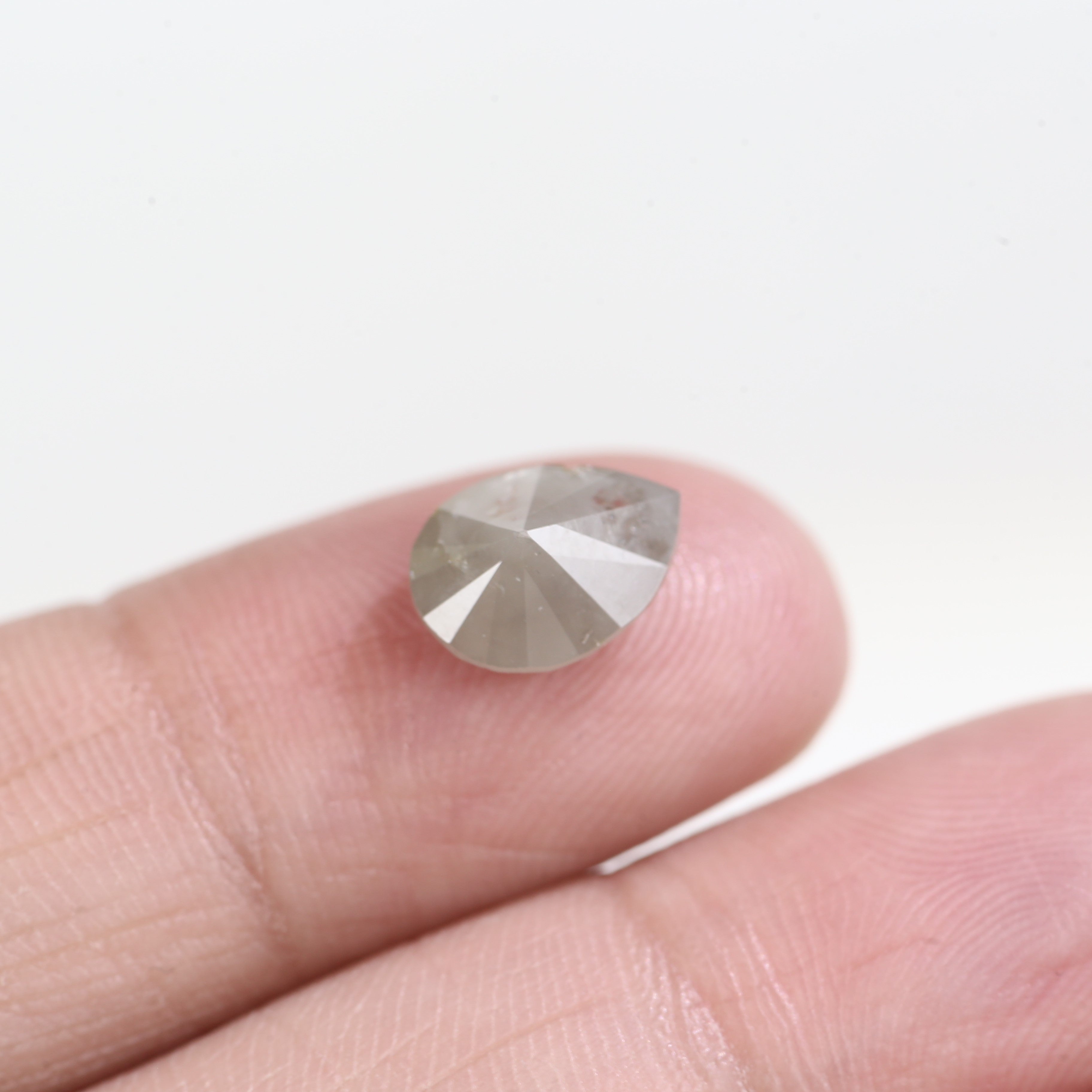 2.11 Carat Natural Pear Cut Gray Salt And Pepper Diamond 9.36 MM