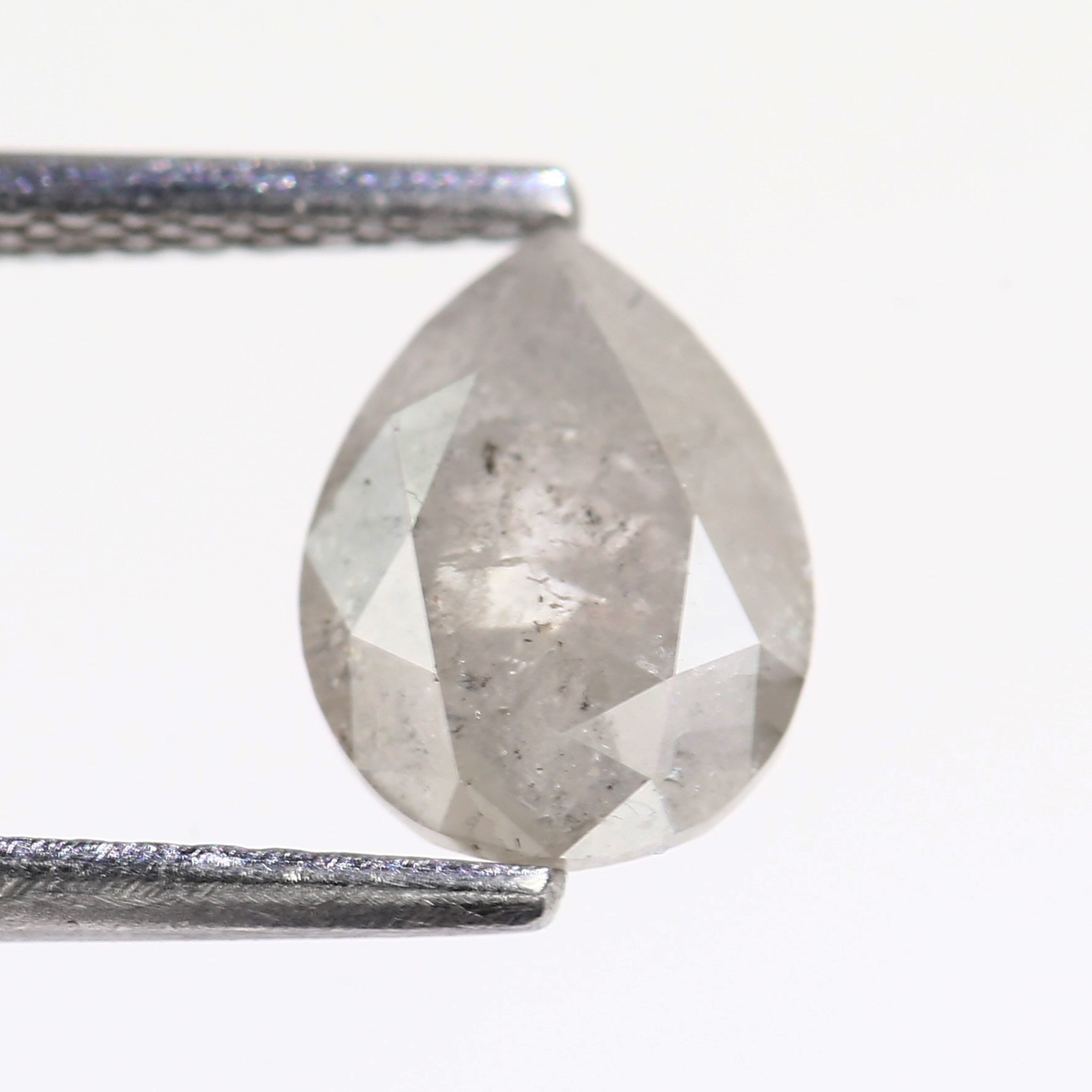 1.41 Carat Icy Gray Pear Salt and Pepper Diamond 8.17 MM