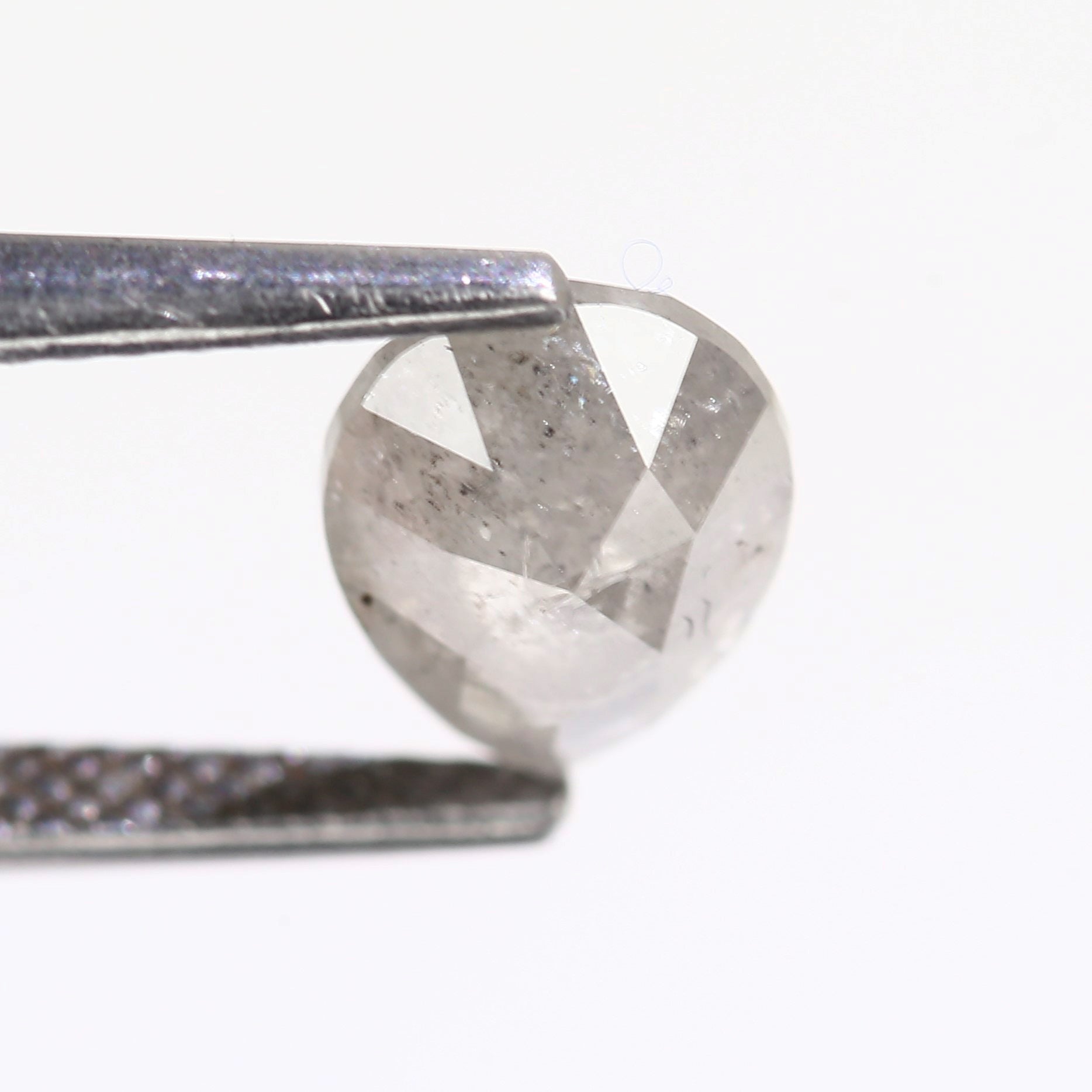 1.41 Carat Natural Brilliant Pear Rose Cut Gray Salt And Pepper Diamond 8.17 MM