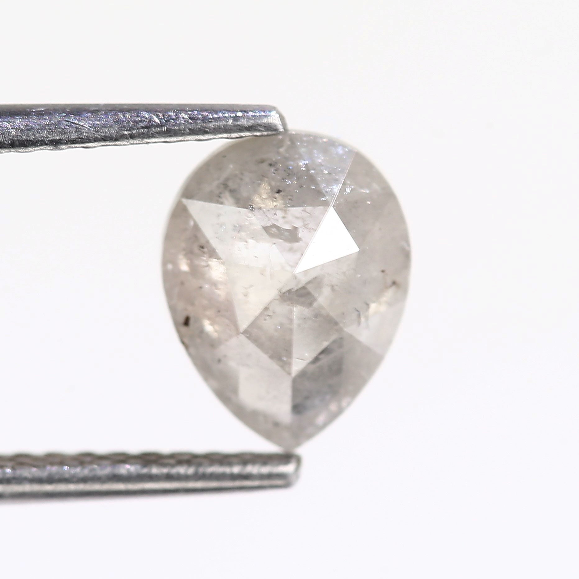 1.41 Carat Natural Brilliant Pear Rose Cut Gray Salt And Pepper Diamond 8.17 MM