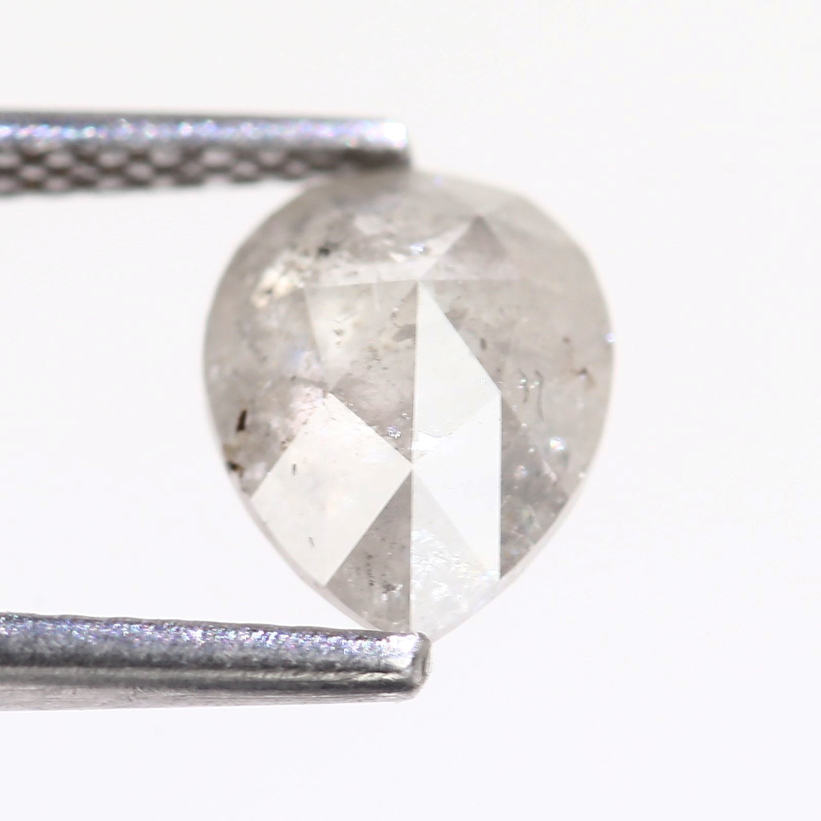 1.41 Carat Natural Brilliant Pear Rose Cut Gray Salt And Pepper Diamond 8.17 MM