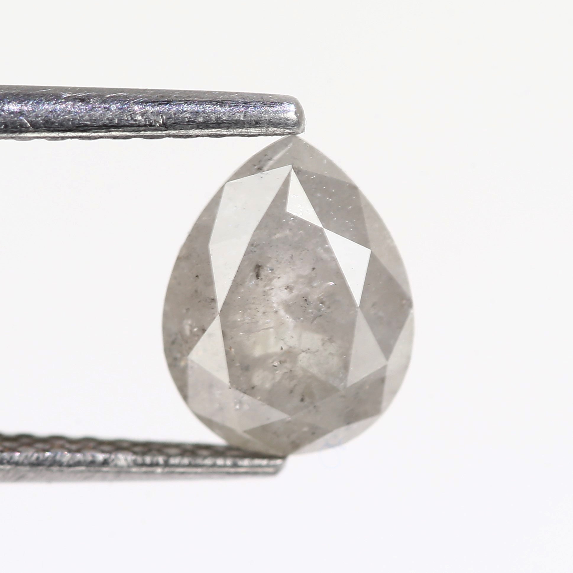 1.41 Carat Icy Gray Pear Salt and Pepper Diamond 8.17 MM