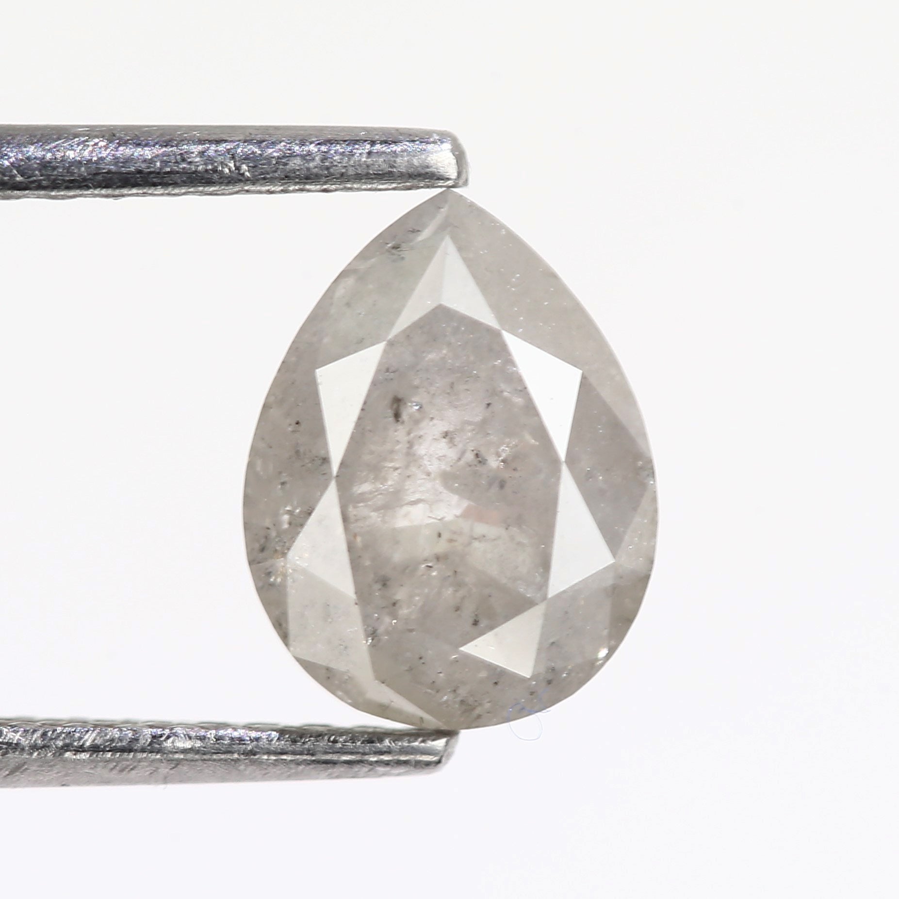 1.41 Carat Natural Brilliant Pear Rose Cut Gray Salt And Pepper Diamond 8.17 MM