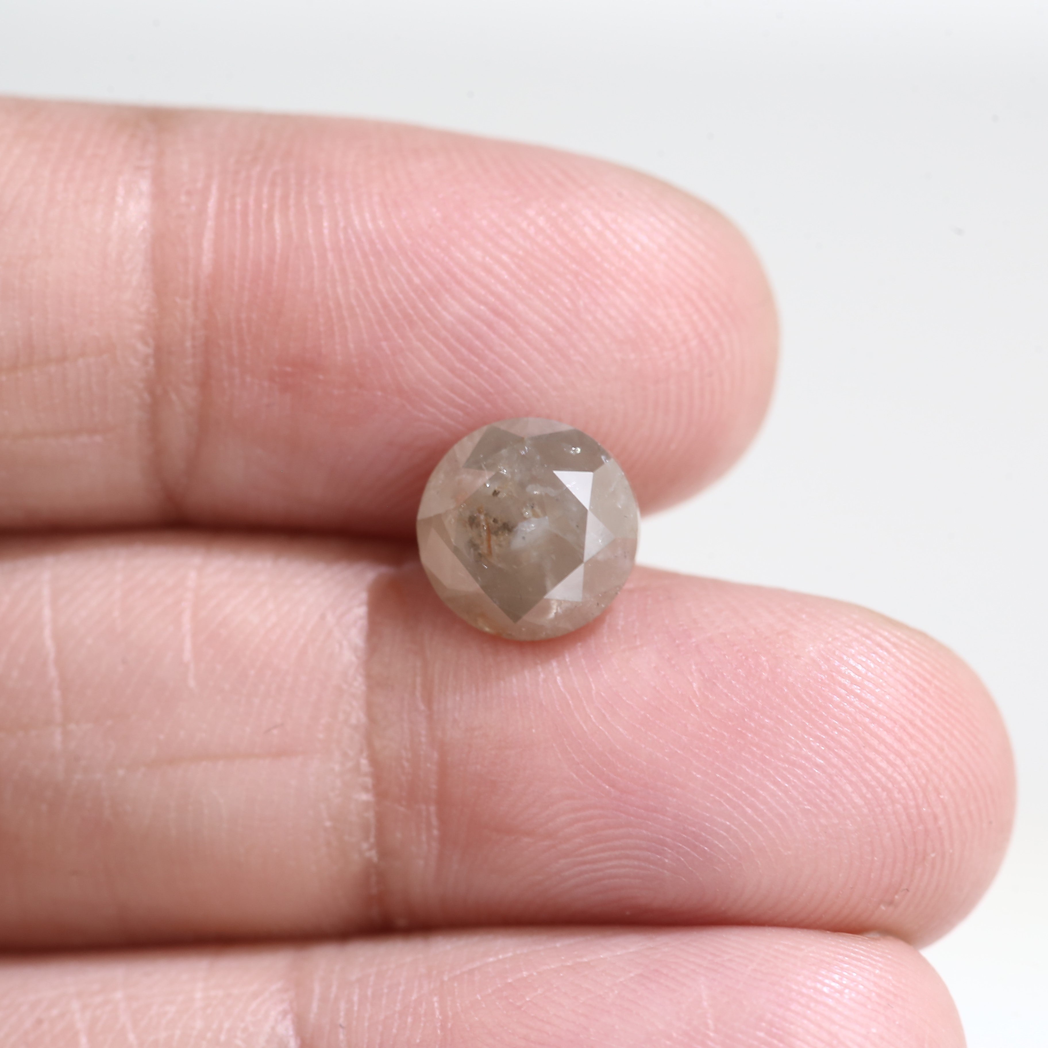 2.96 Carat Natural Round Cut Gray Salt And Pepper Diamond 8 MM