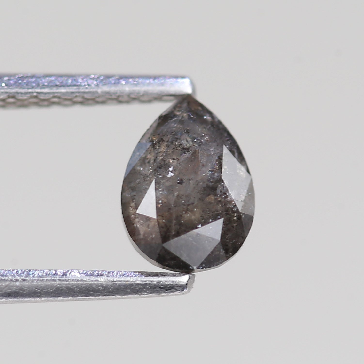 0.88 Carat Natural Gray Brilliant Pear Salt And Pepper Diamond 6.47 MM