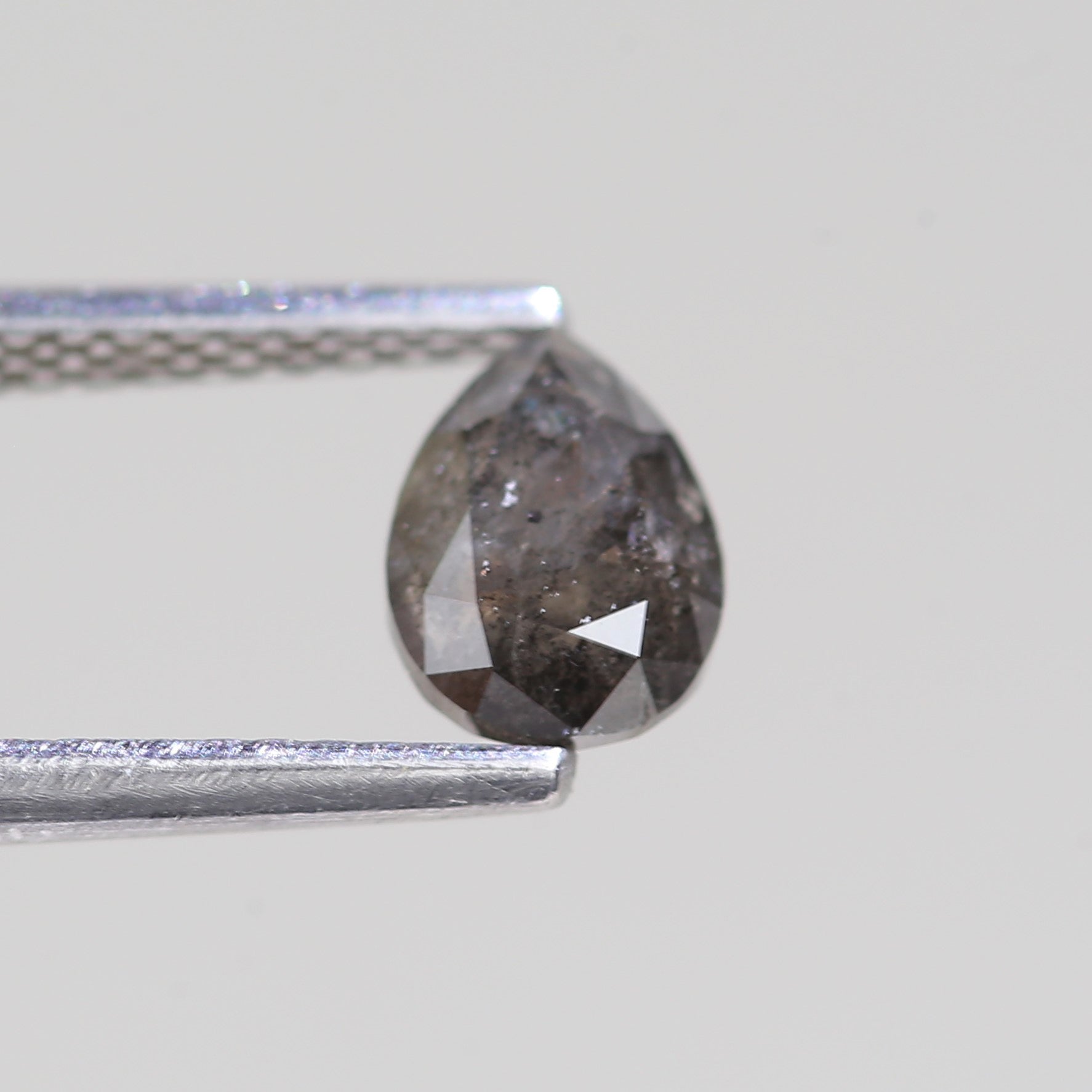 0.88 Carat Natural Gray Brilliant Pear Salt And Pepper Diamond 6.47 MM