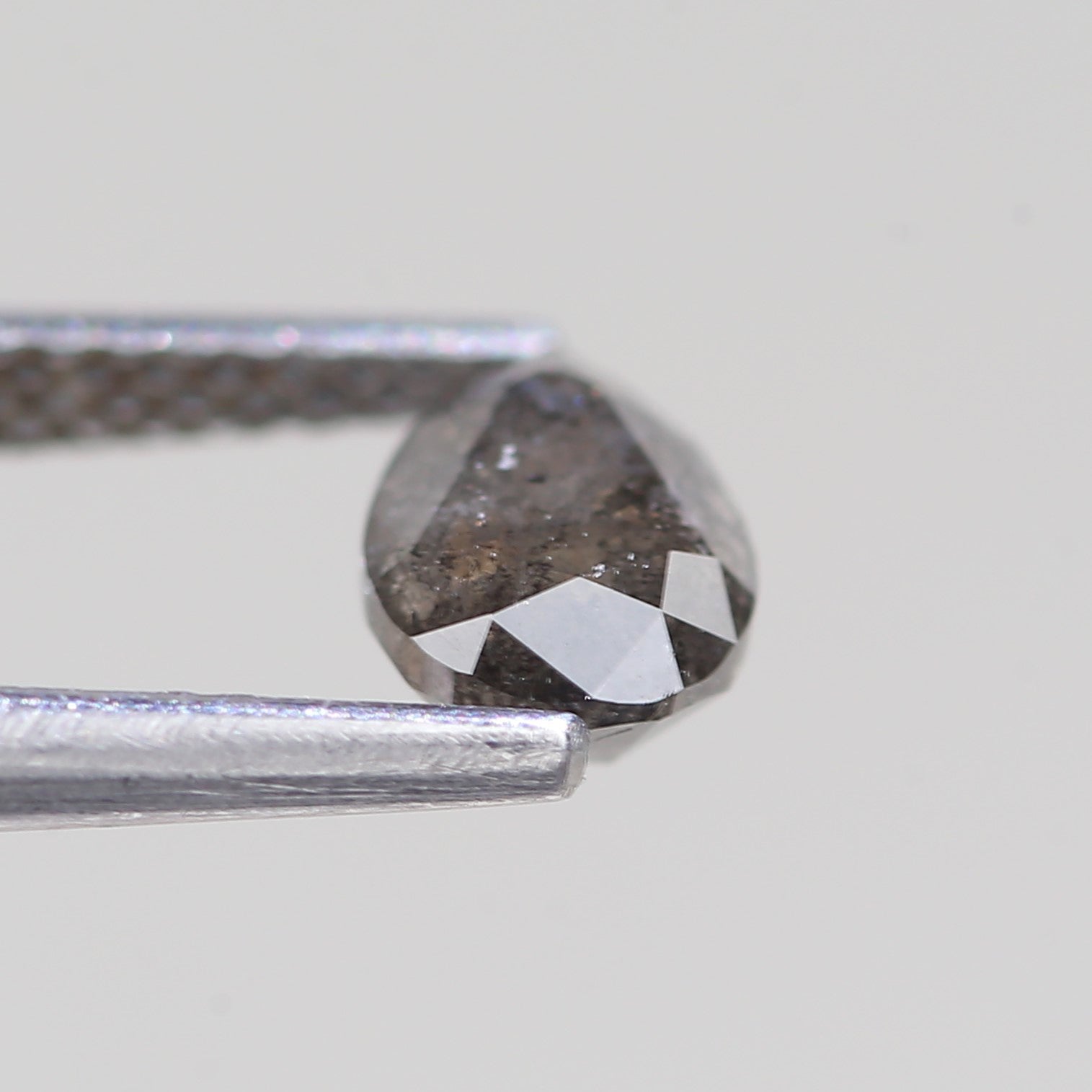 0.88 Carat Natural Gray Brilliant Pear Salt And Pepper Diamond 6.47 MM