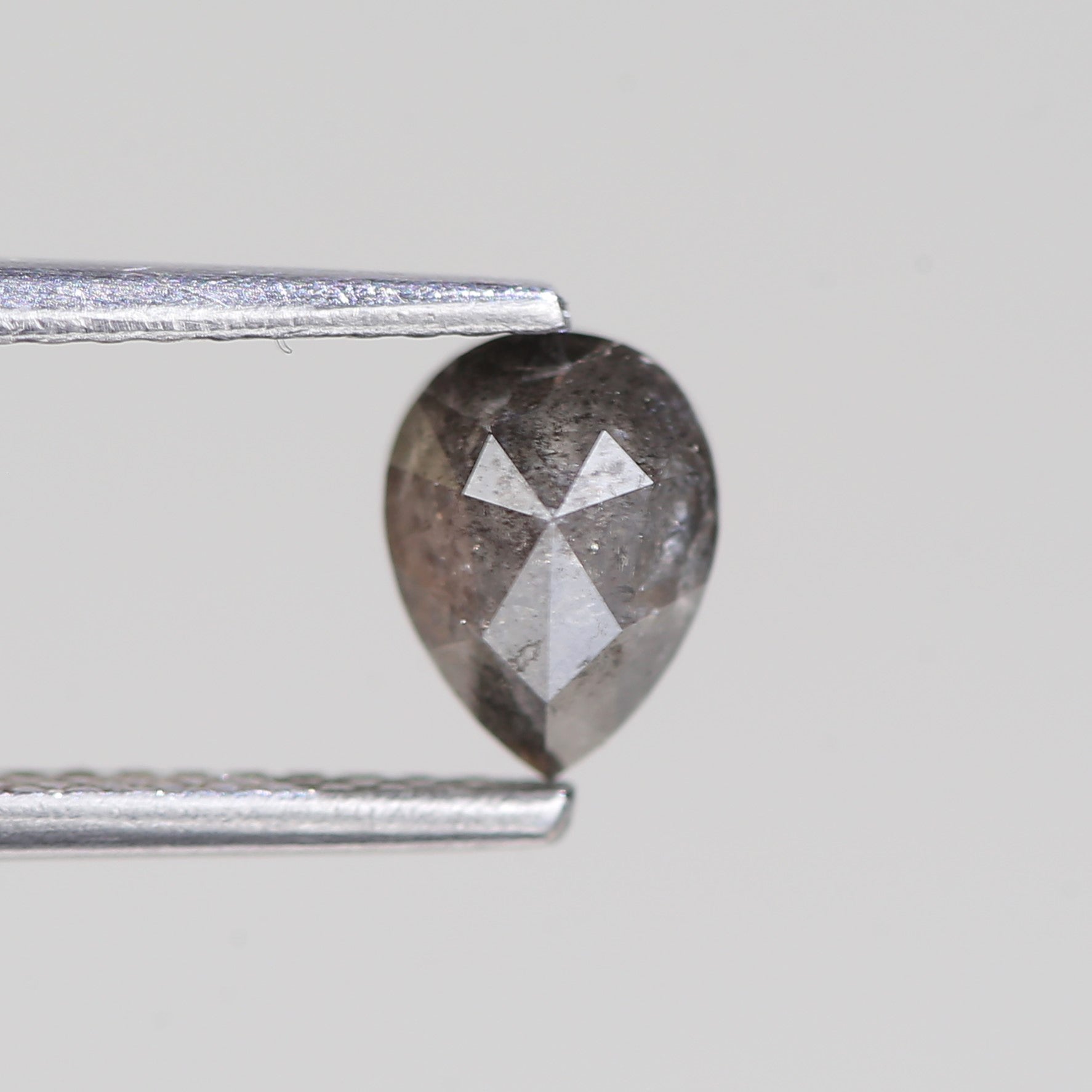 0.88 Carat Natural Gray Brilliant Pear Salt And Pepper Diamond 6.47 MM