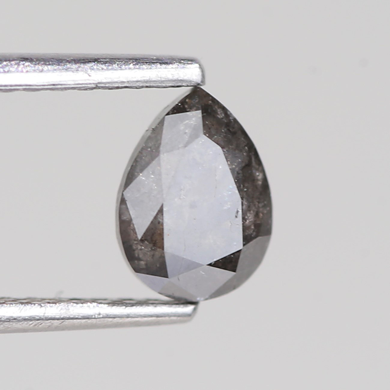 0.88 Carat Natural Gray Brilliant Pear Salt And Pepper Diamond 6.47 MM