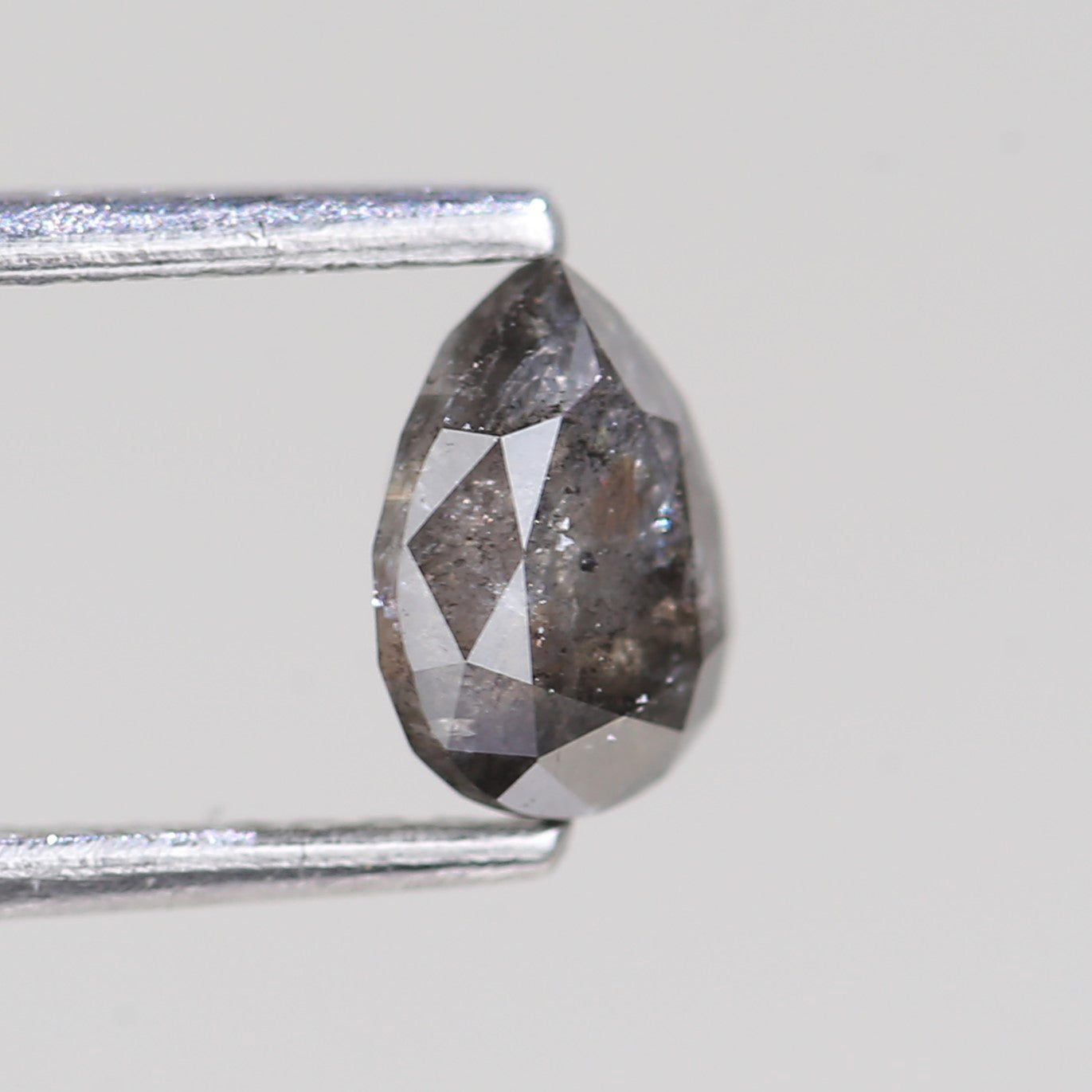 0.88 Carat Natural Gray Brilliant Pear Salt And Pepper Diamond 6.47 MM