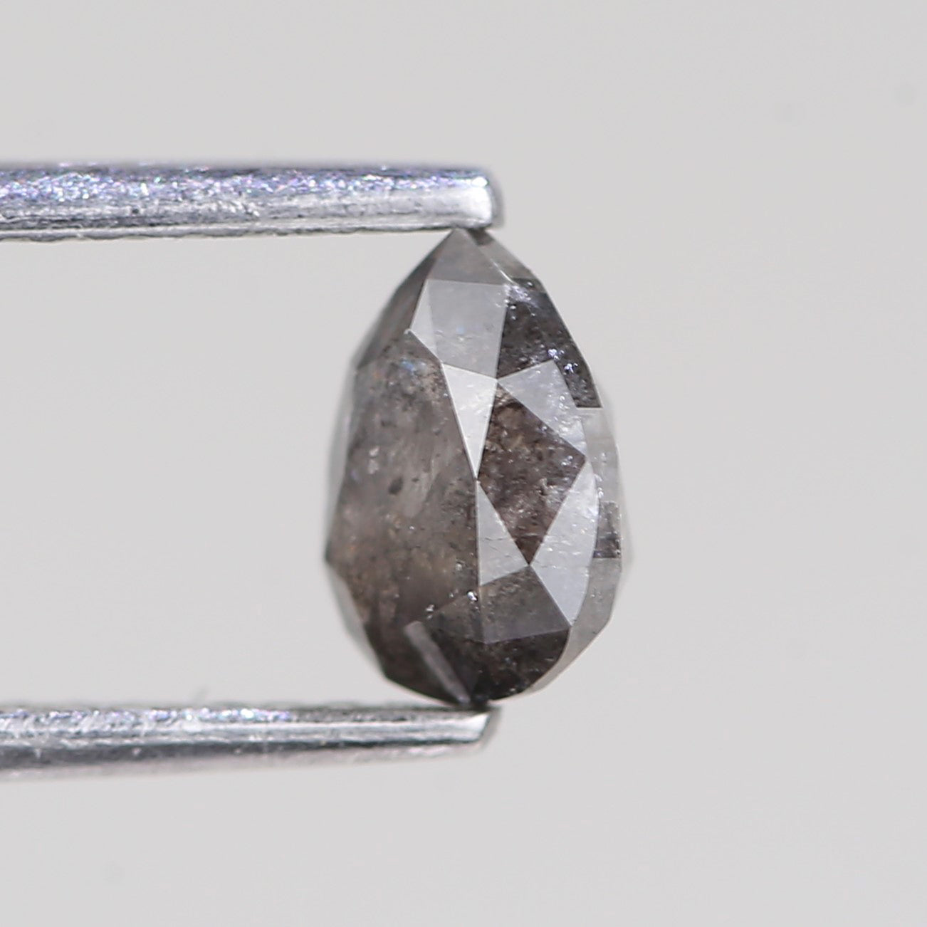 0.88 Carat Natural Gray Brilliant Pear Salt And Pepper Diamond 6.47 MM