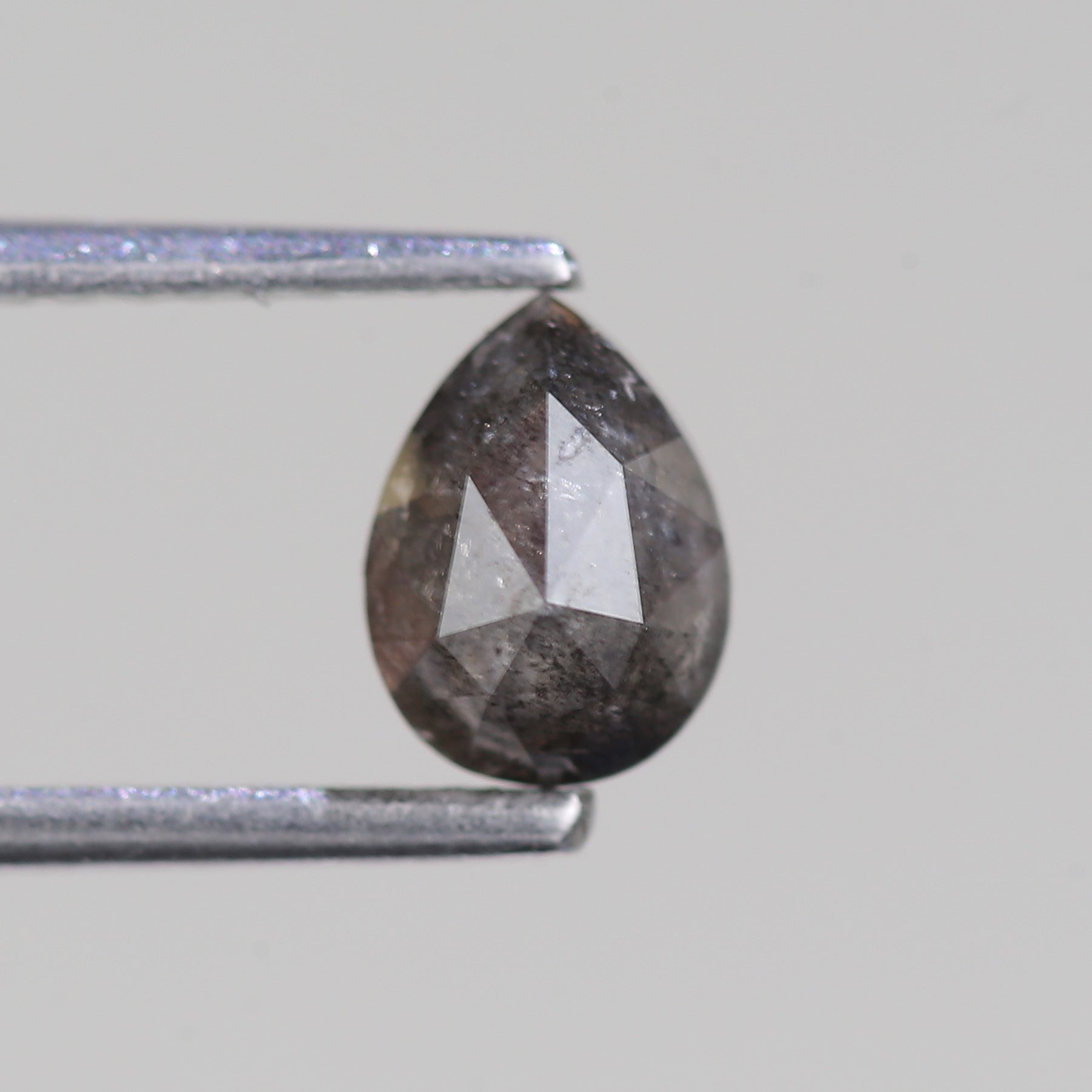 0.88 Carat Natural Gray Brilliant Pear Salt And Pepper Diamond 6.47 MM